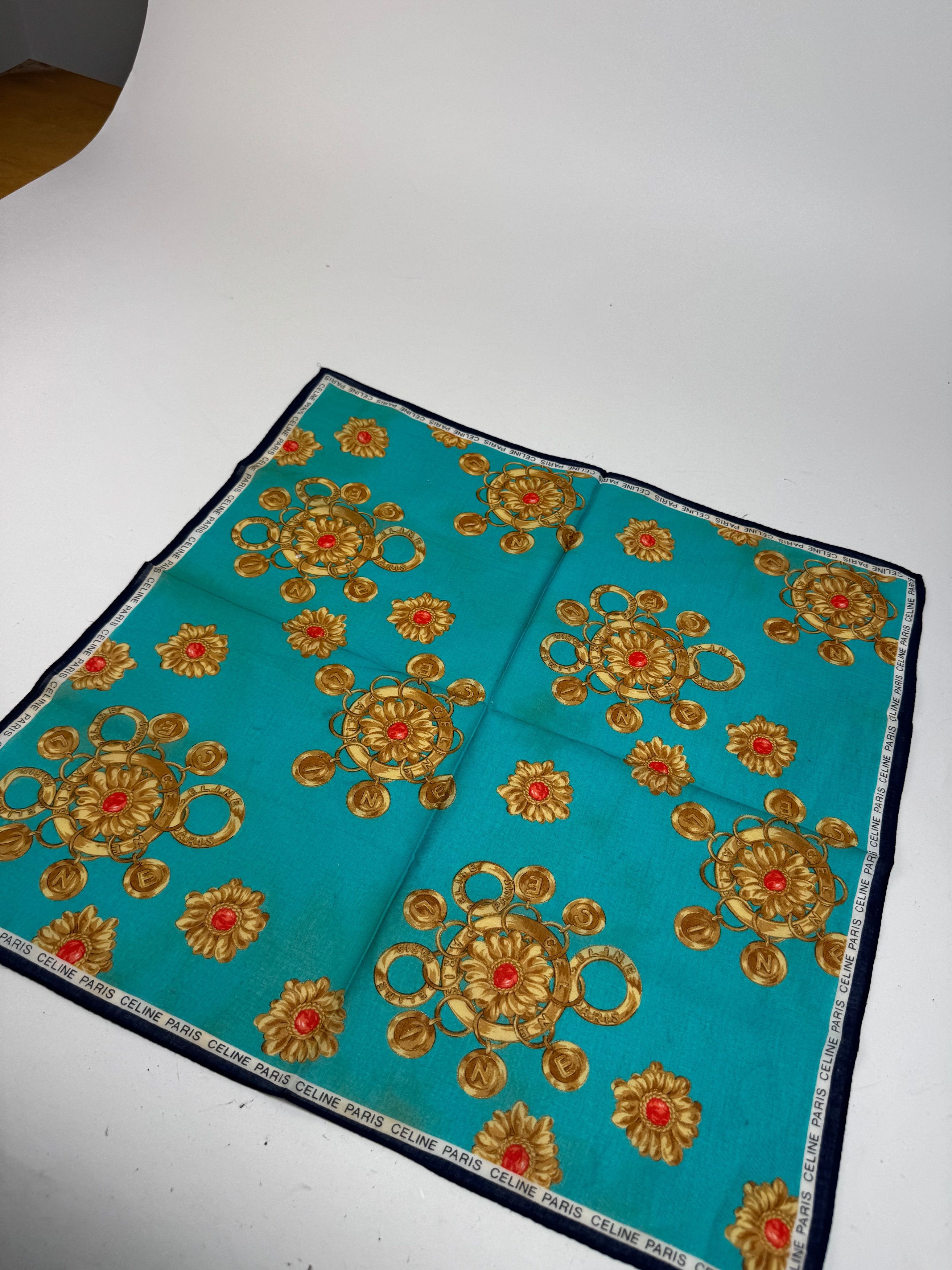 Celine Vintage Barocke Scarf turquiose Gold Size ONE SIZE - 3 Thumbnail