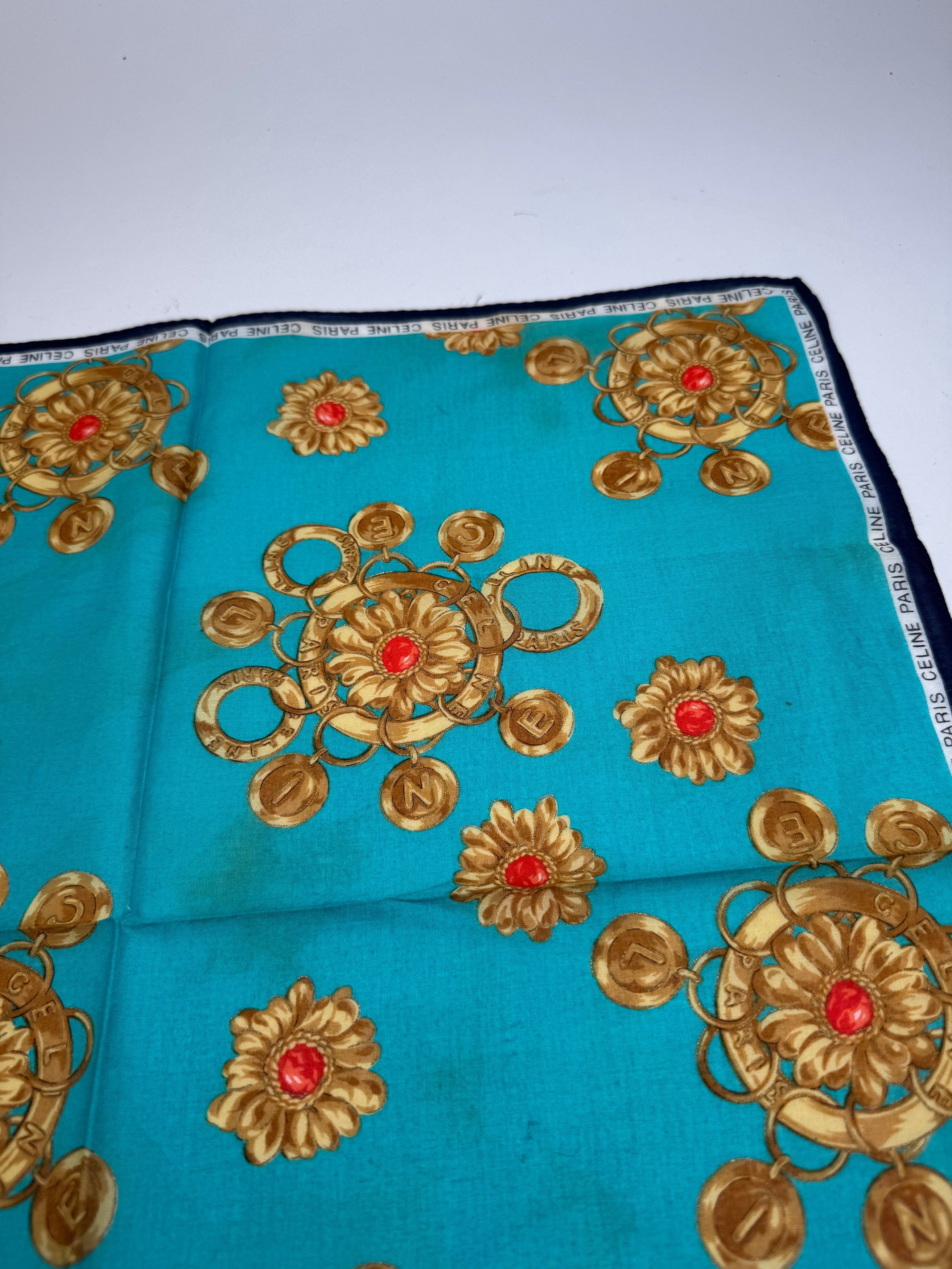 Celine Vintage Barocke Scarf turquiose Gold Size ONE SIZE - 7 Thumbnail