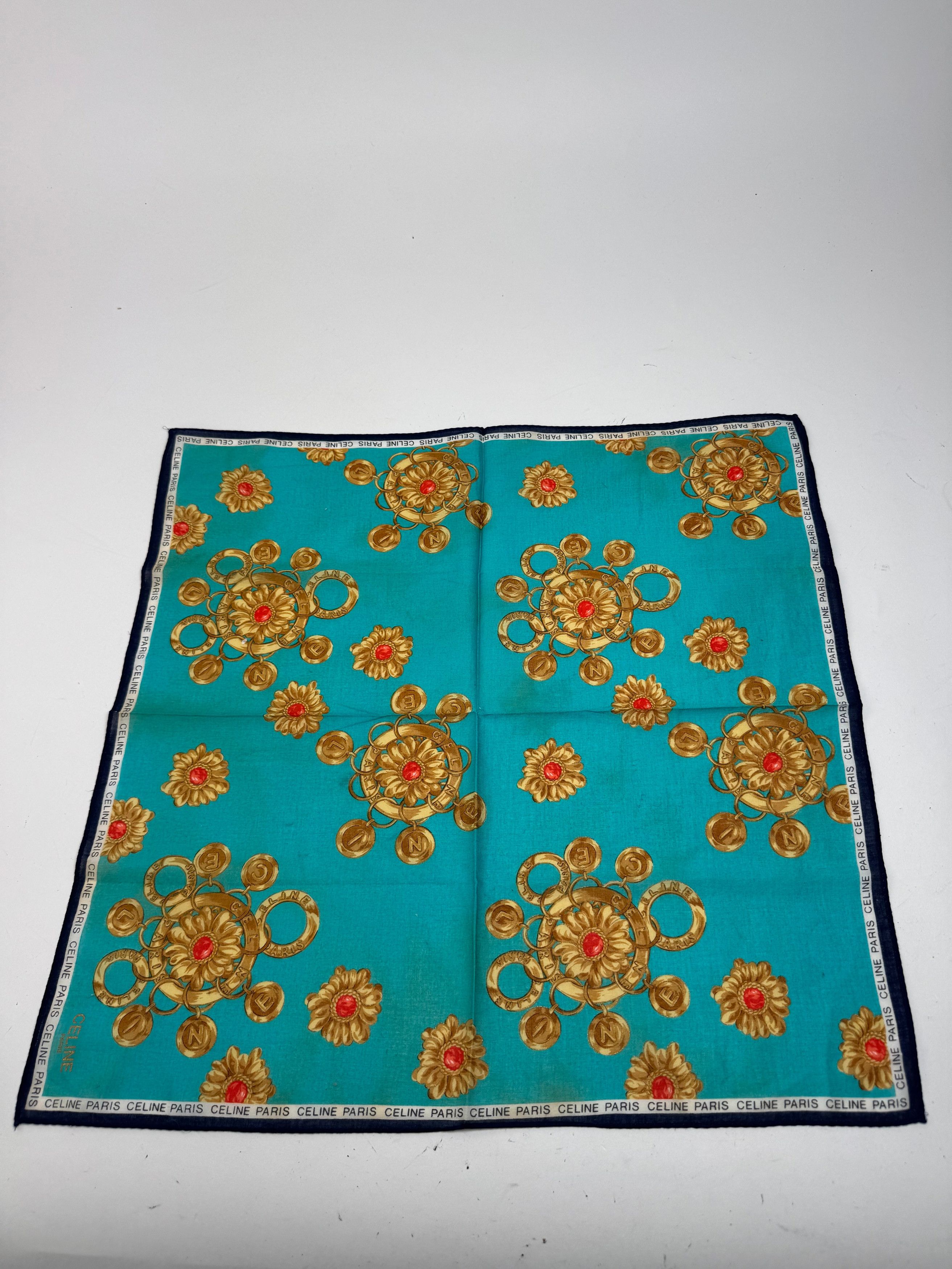Celine Vintage Barocke Scarf turquiose Gold Size ONE SIZE - 10 Thumbnail