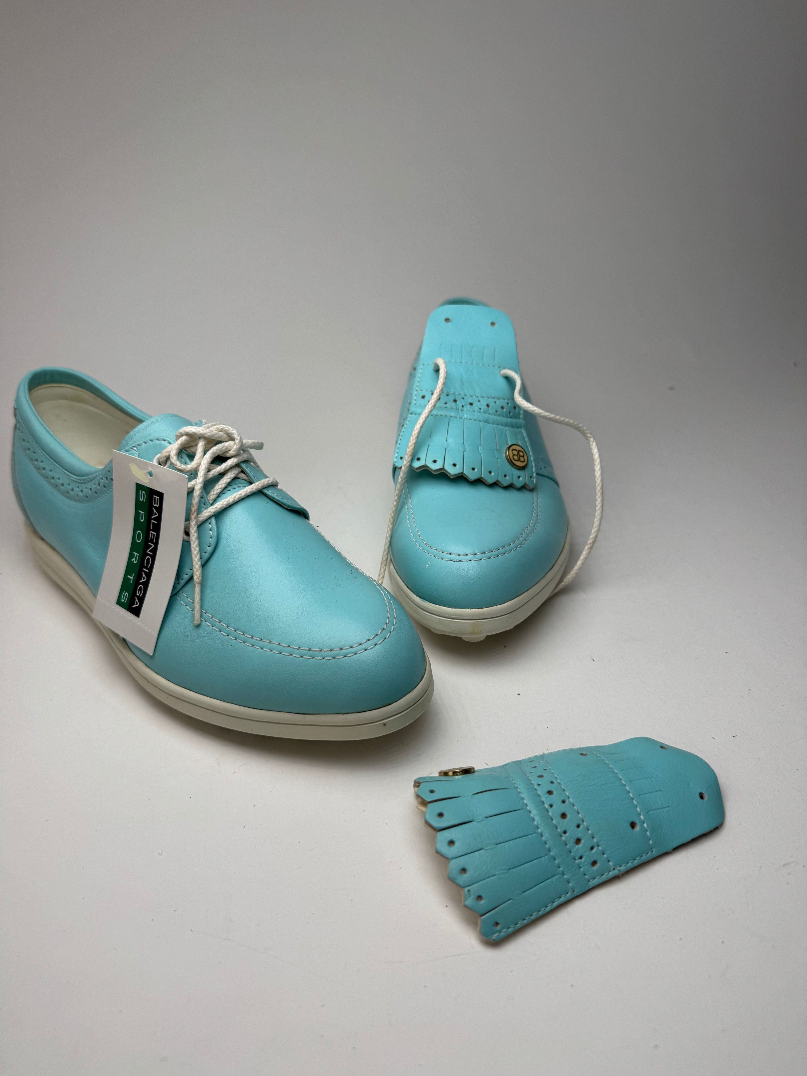 Balenciaga Vintage leather sneaker Turquoise White New EU37 Size US 7 / IT 37 - 7 Thumbnail