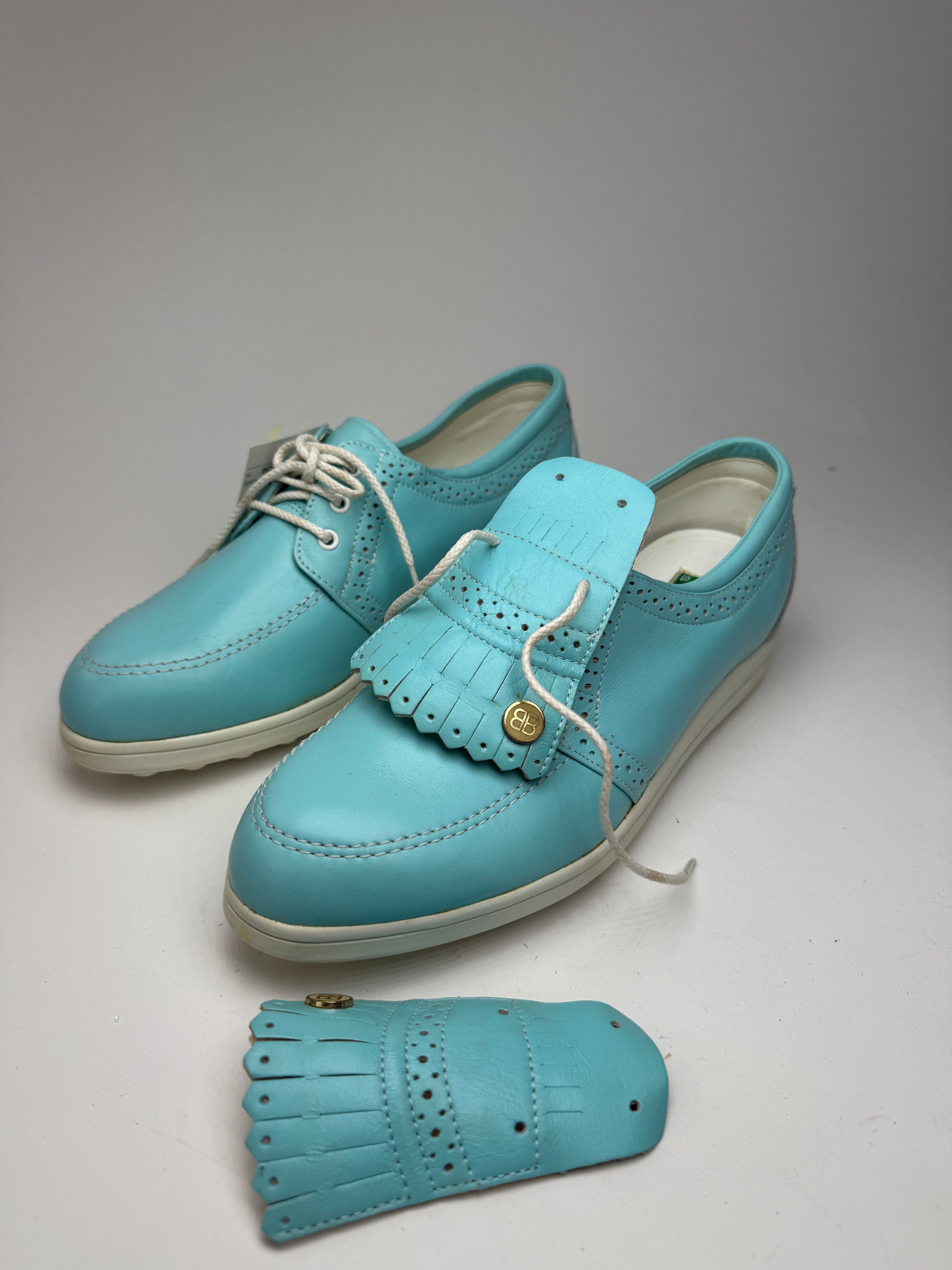 Balenciaga Vintage leather sneaker Turquoise White New EU37 Size US 7 / IT 37 - 2 Thumbnail