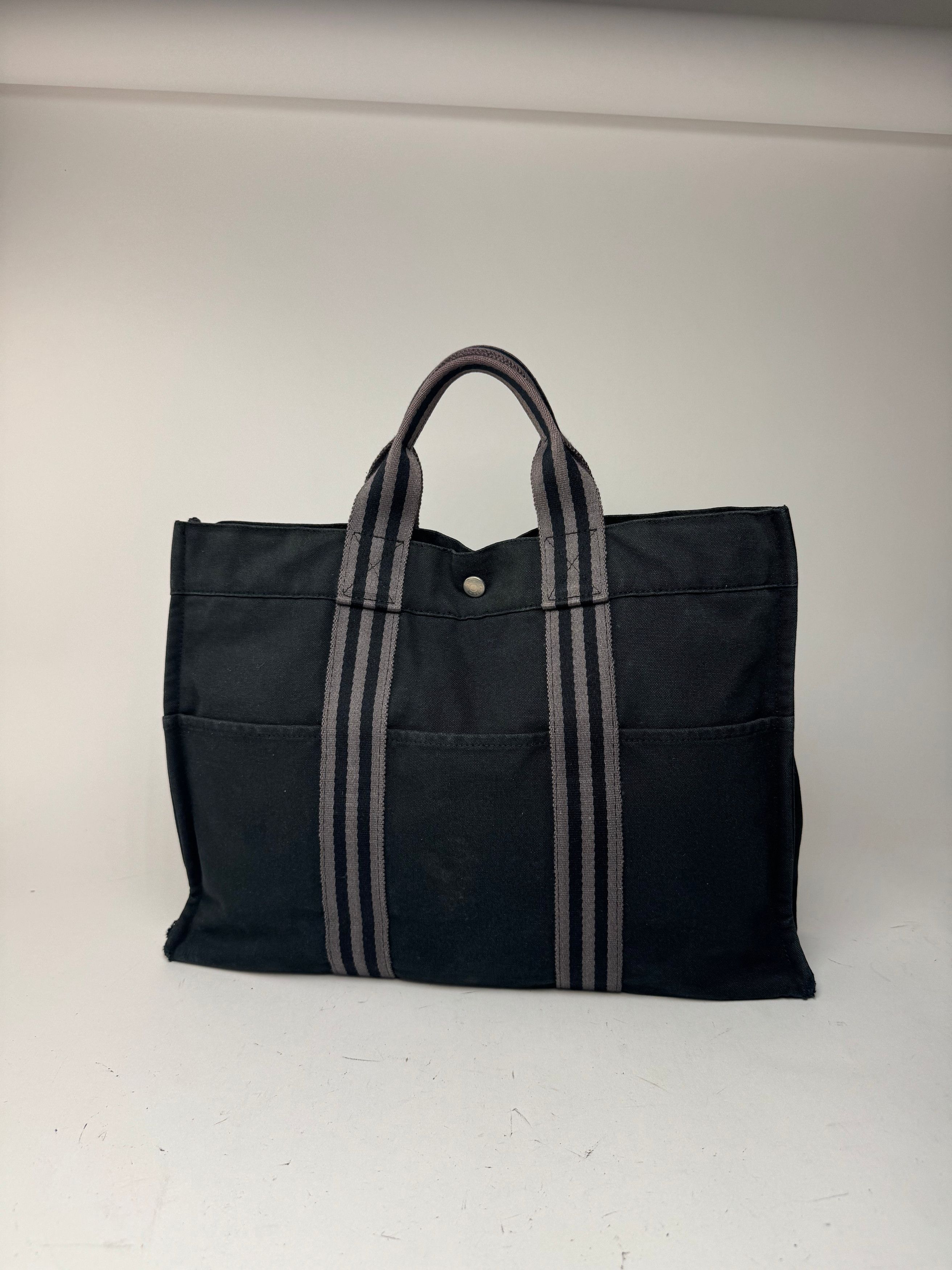Other Vintage Hermes Canvas Shopper Bag Black Size ONE SIZE - 9 Thumbnail