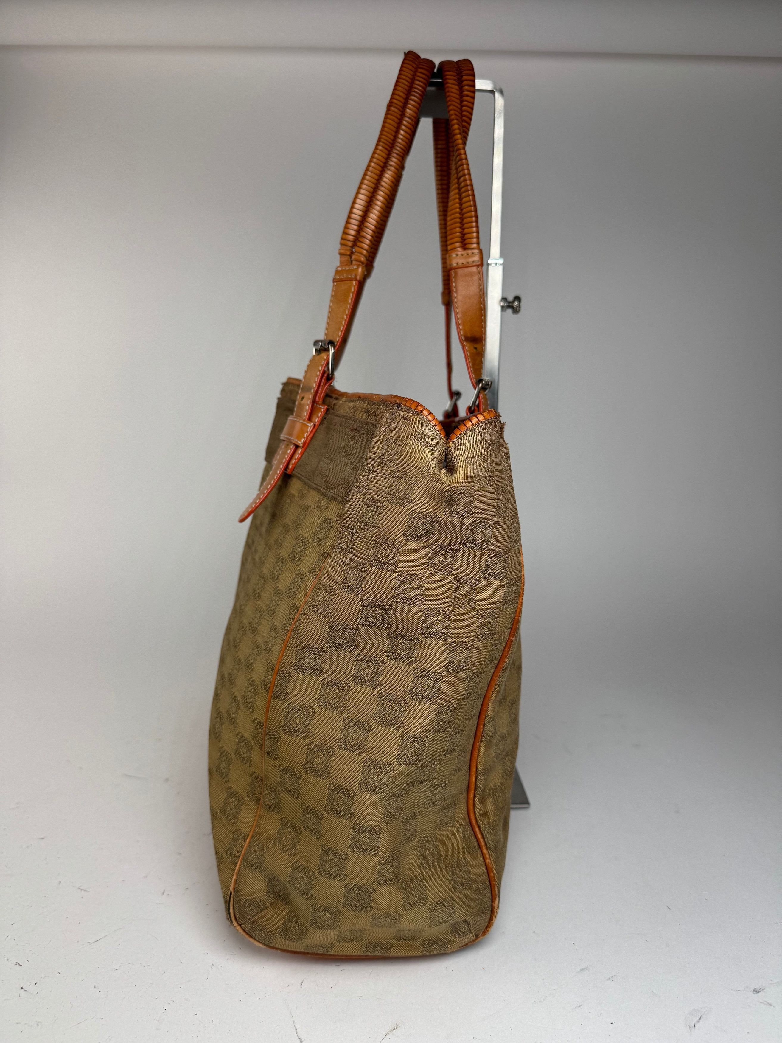 Loewe Vintage Anagram Monogramm Shopper Brown Green Size ONE SIZE - 8 Thumbnail