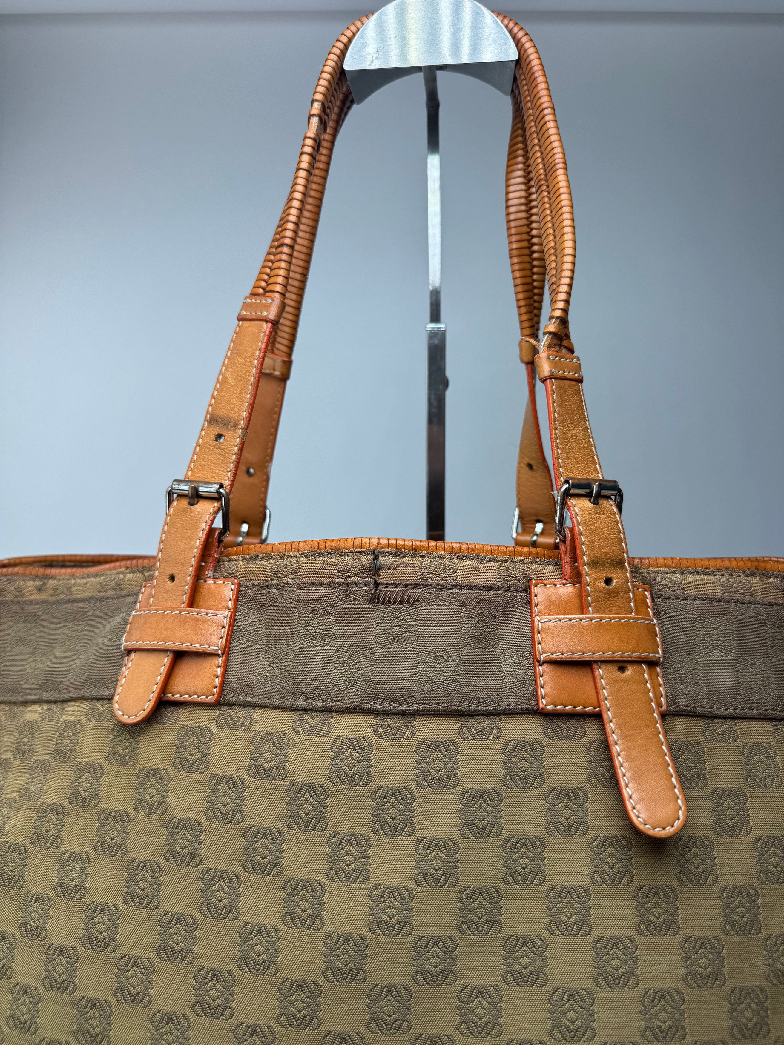Loewe Vintage Anagram Monogramm Shopper Brown Green Size ONE SIZE - 7 Thumbnail
