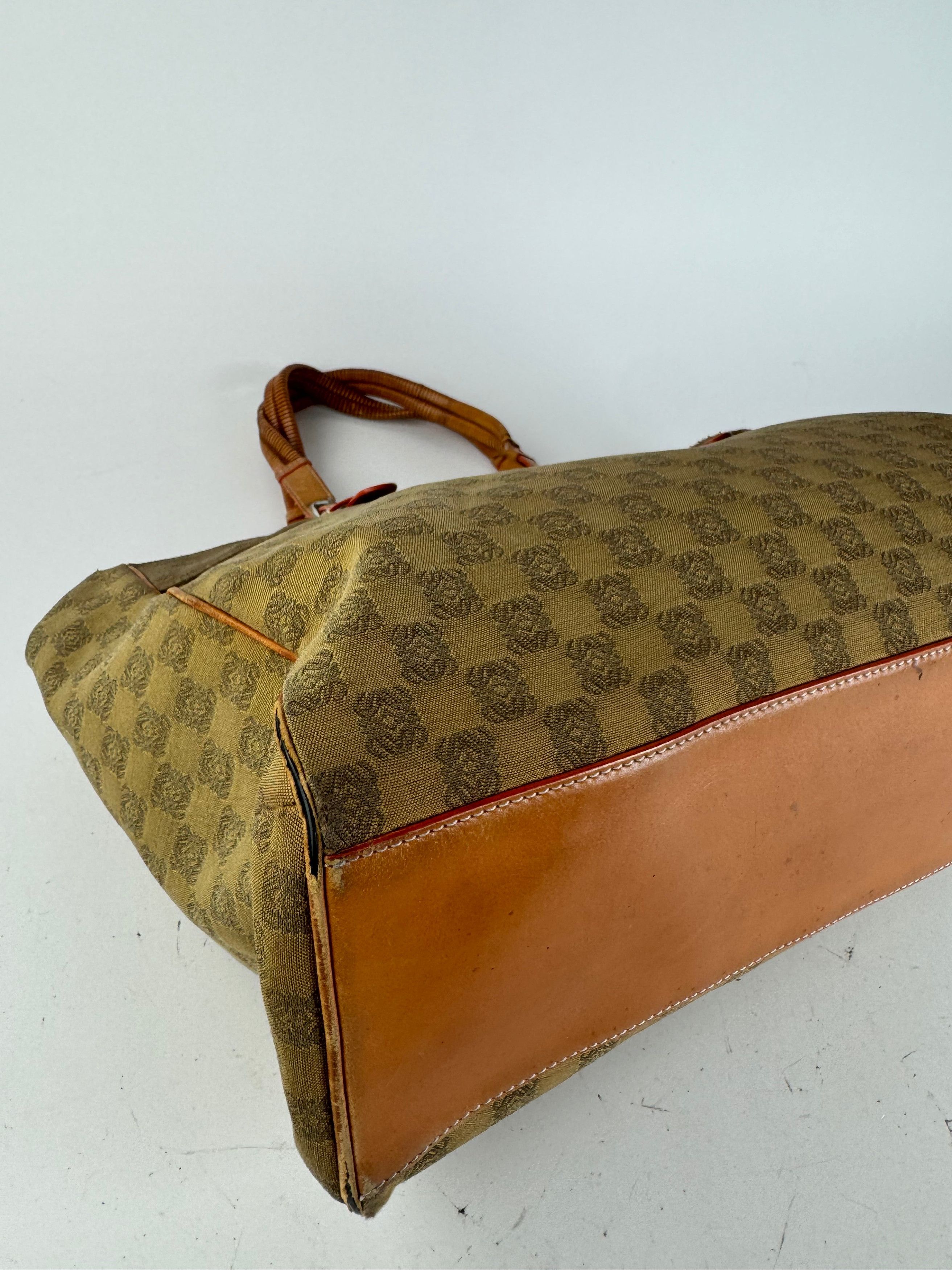 Loewe Vintage Anagram Monogramm Shopper Brown Green Size ONE SIZE - 11 Thumbnail