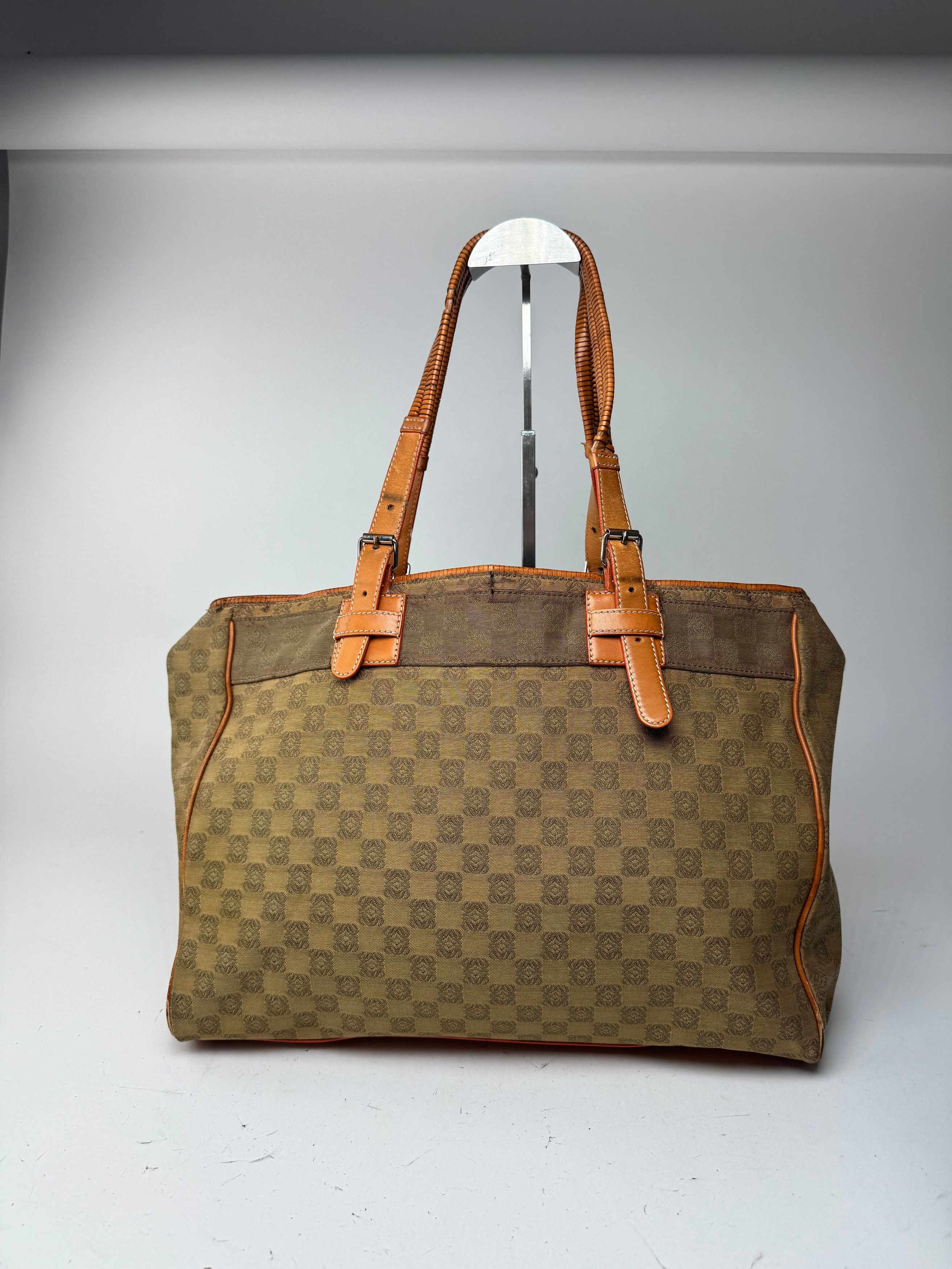 Loewe Vintage Anagram Monogramm Shopper Brown Green Size ONE SIZE - 15 Thumbnail