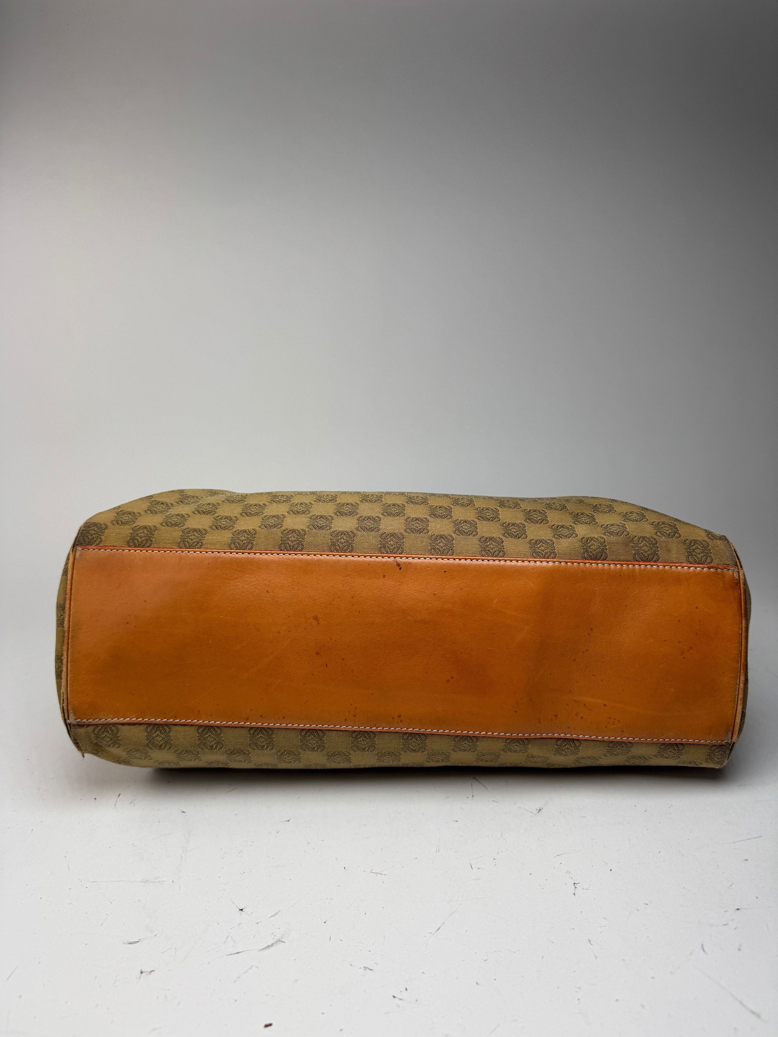 Loewe Vintage Anagram Monogramm Shopper Brown Green Size ONE SIZE - 12 Thumbnail