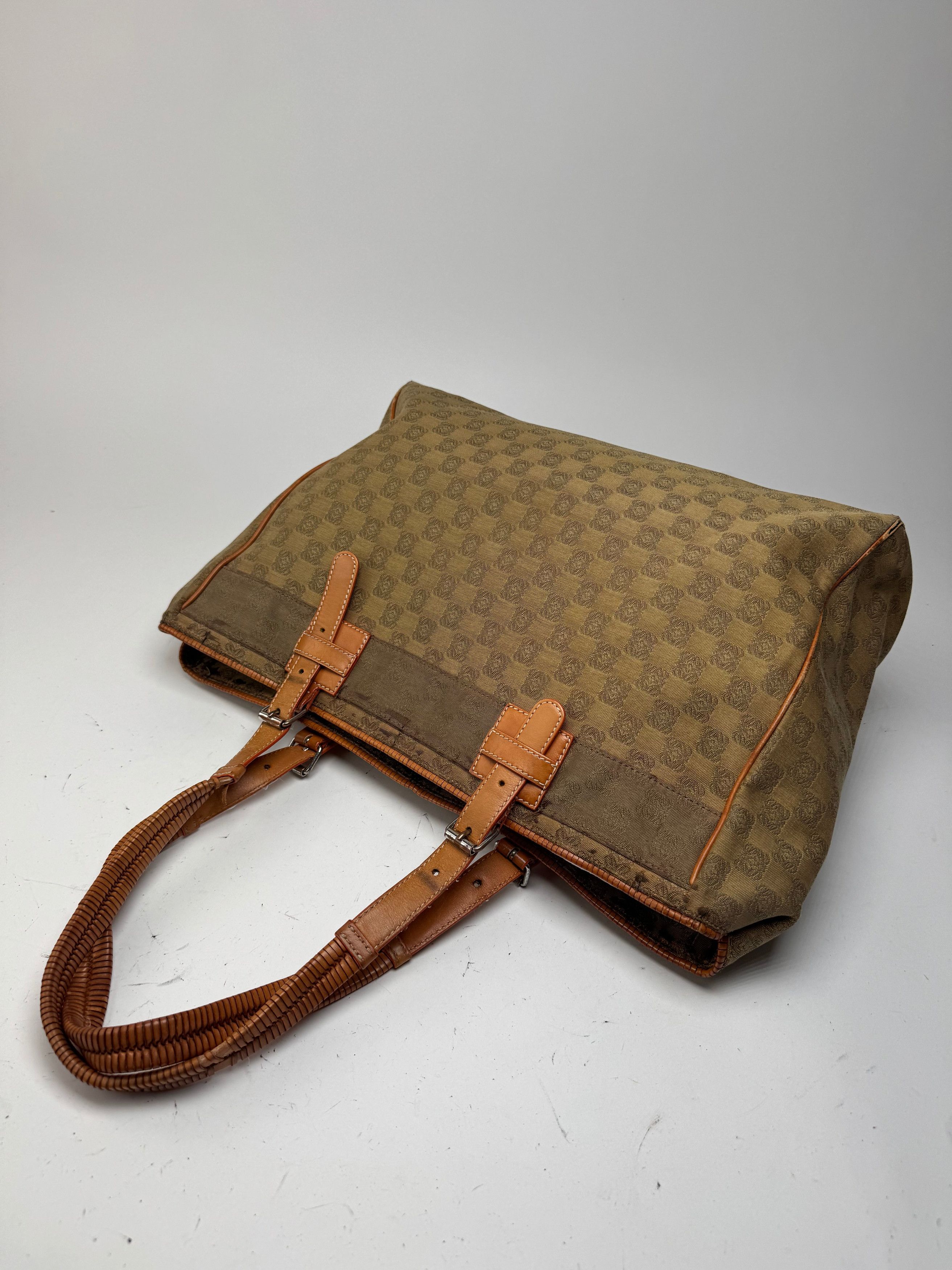 Loewe Vintage Anagram Monogramm Shopper Brown Green Size ONE SIZE - 10 Thumbnail