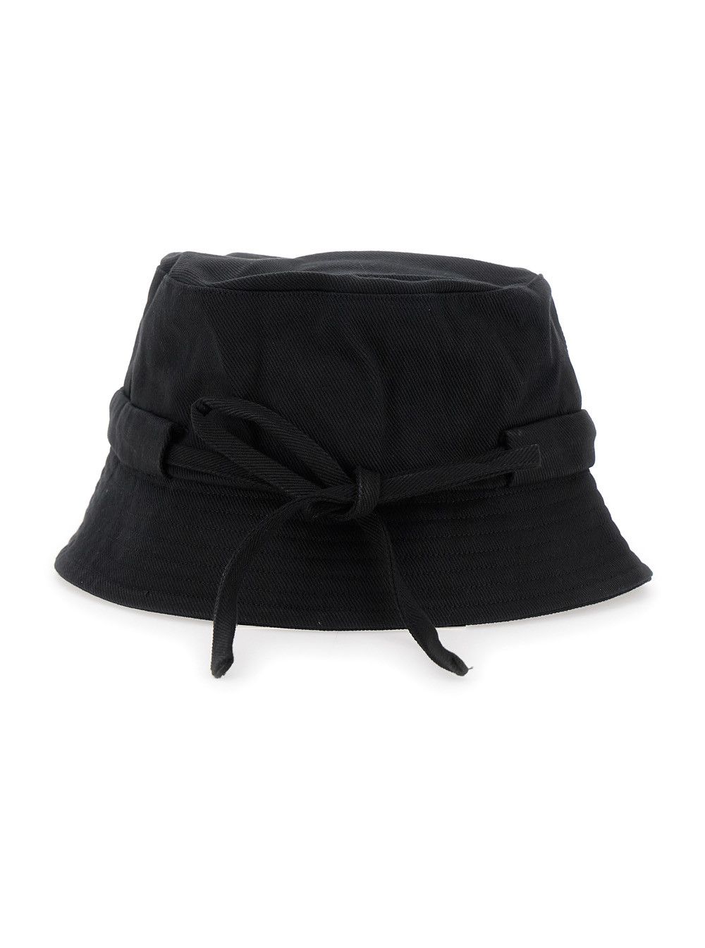 Jacquemus Men's 'Le Bob Gadjo' Black Fisherman Hat with Front Lettering Logo and Knot Closure at the Back in Cotton Size ONE SIZE - 2 Thumbnail