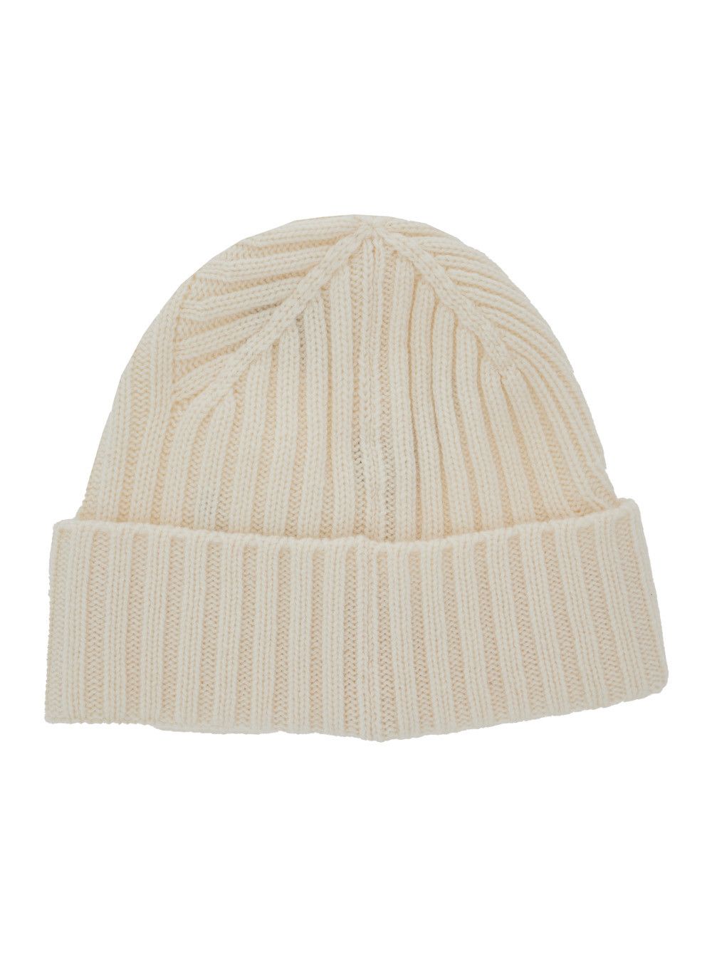 Jacquemus 'Le Bonnet Tourni' White Beanie with Turn-Up Brim and Logo Lettering on the Front in Wool Man Size ONE SIZE - 2 Thumbnail