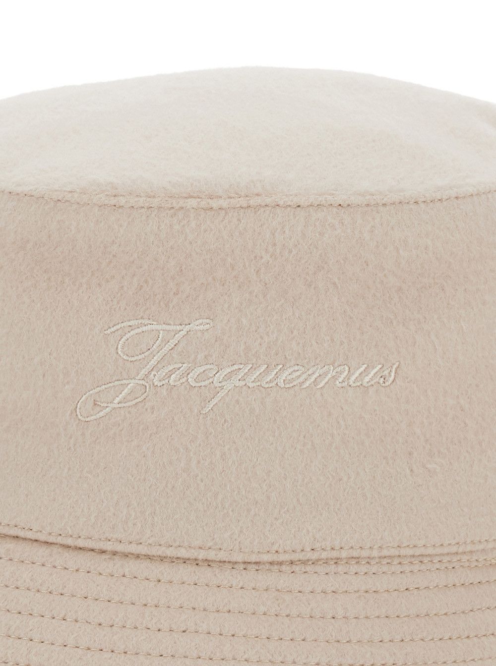 Jacquemus 'Le Bob Cachemiro' Beige Bucket Hat with Logo Lettering Embroidery on the Front and Ribbed Brim in Wool Man Size ONE SIZE - 4 Thumbnail