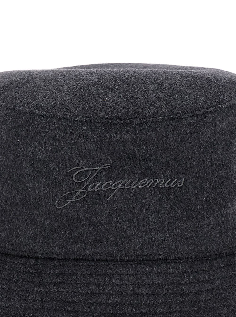 Jacquemus 'Le Bob Cachemiro' Grey Bucket Hat with Logo Lettering Embroidery on the Front and Ribbed Brim in Wool Man Size ONE SIZE - 3 Thumbnail