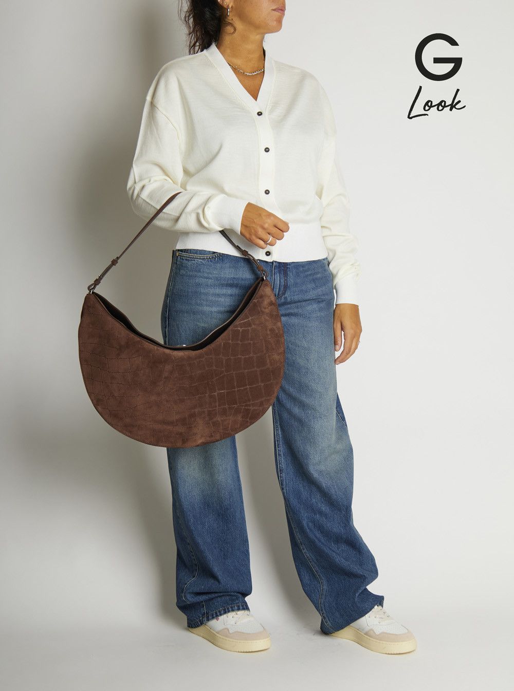 Jacquemus 'Le Calisso Rond Large' Brown Shoulder Bag with Adjustable Strap and Embossed Crodocile Effect in Leather Woman Size ONE SIZE - 6 Thumbnail