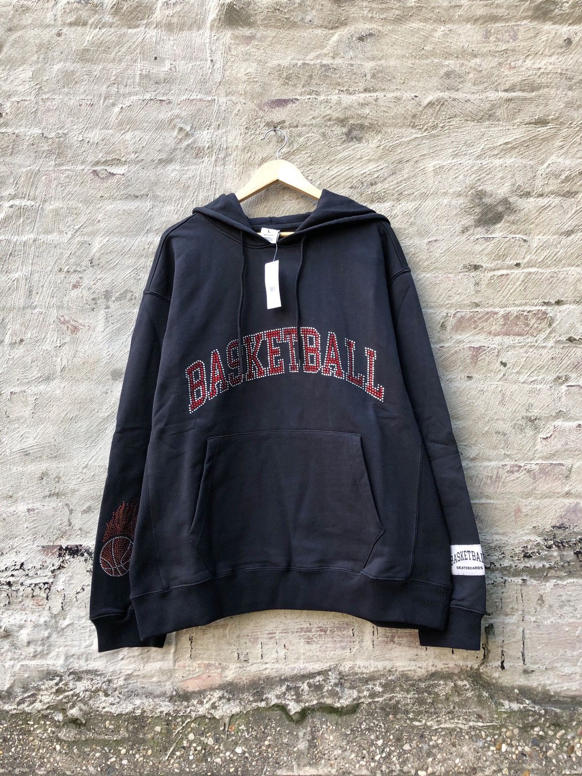Heron Preston Basketball Skateboards Rhinestone Logo Hoodie Black Large L Grailed