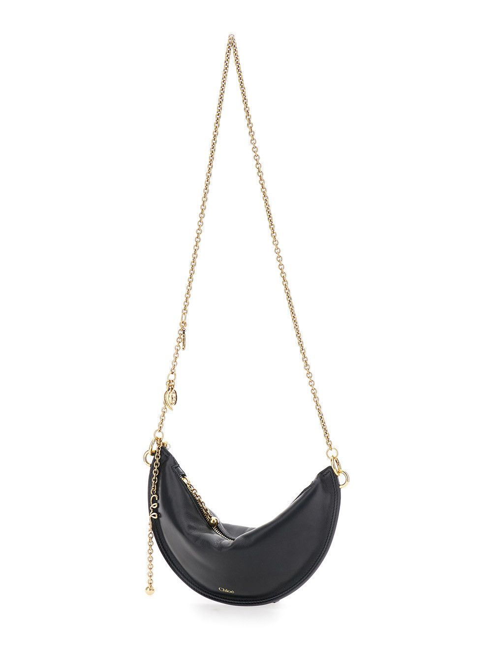 Chloe Black Shoulder Bag with Chain Shoulder Strap and Half Moon Design in Leather Woman Size ONE SIZE - 2 Thumbnail