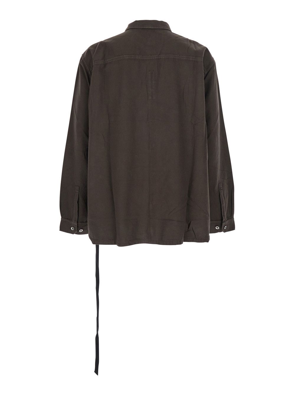 Rick Owens Drkshdw Brown Classic Collar Shirt with Lace Detail in Cotton Woman Size US L / EU 52-54 / 3 - 2 Thumbnail