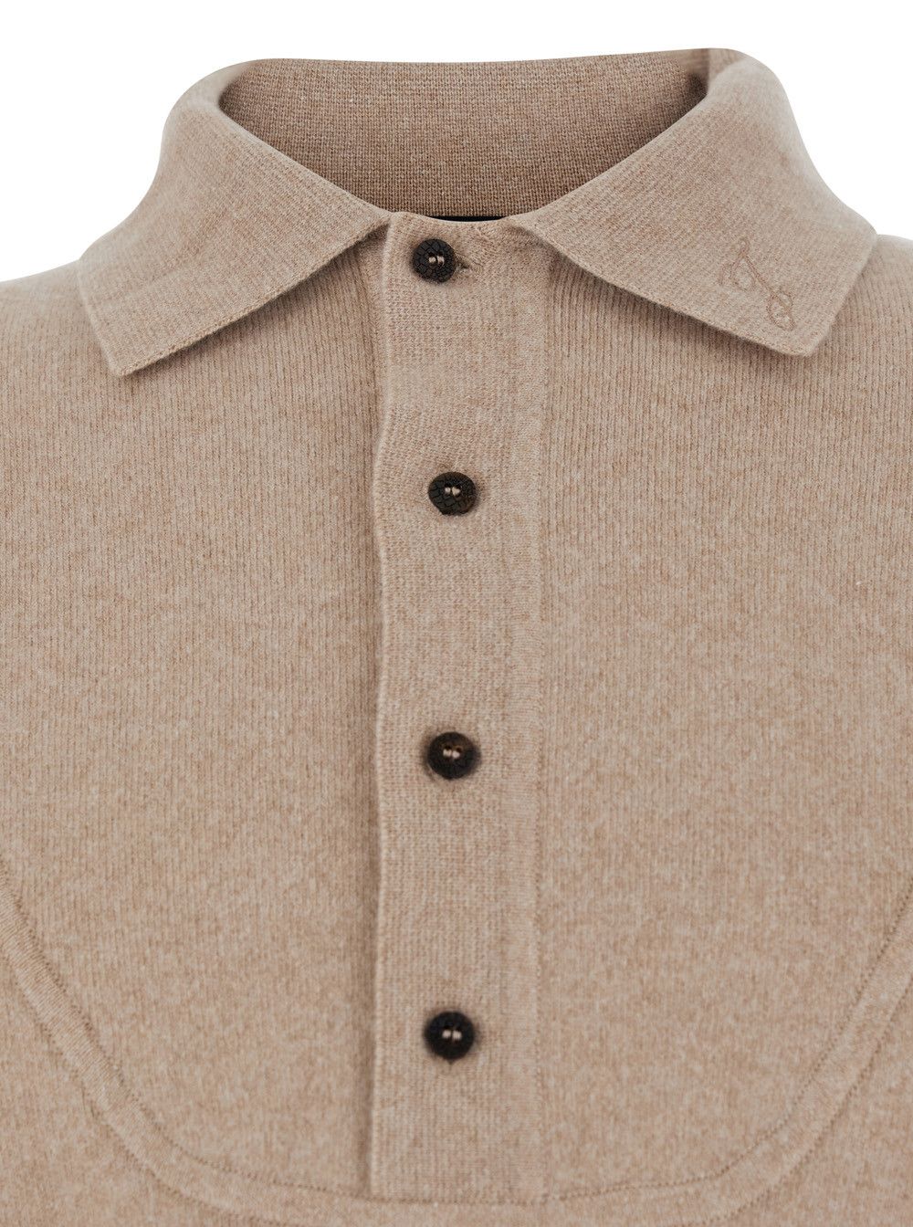 Jacquemus Beige Sweater with Polo Collar and Ribbed Details in Wool Man Size US L / EU 52-54 / 3 - 3 Thumbnail