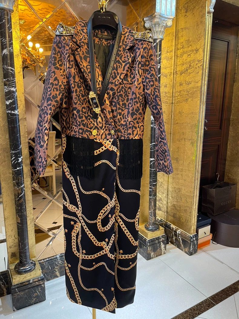Versace Versace Leopard Print Medusa Chain Coat Dress - dmc Size US 32 / EU 48 - 8 Thumbnail