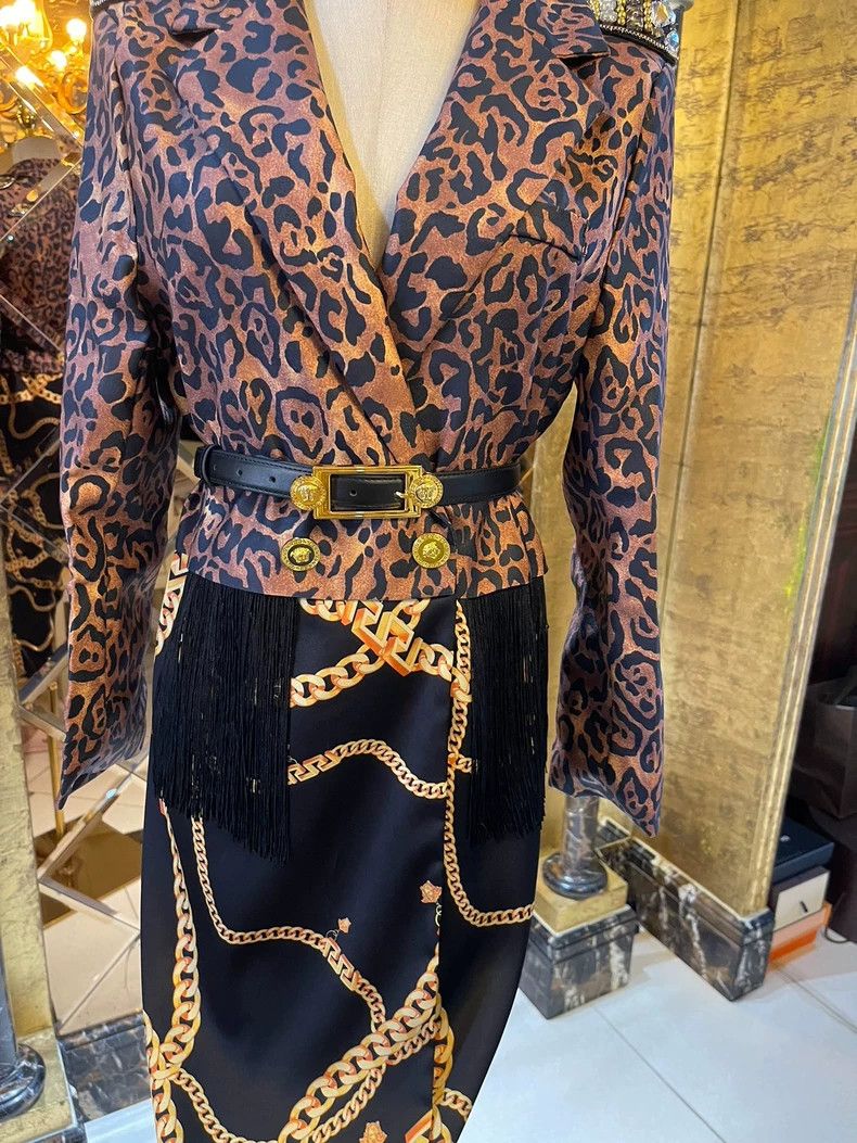 Versace Versace Leopard Print Medusa Chain Coat Dress - dmc Size US 32 / EU 48 - 7 Thumbnail