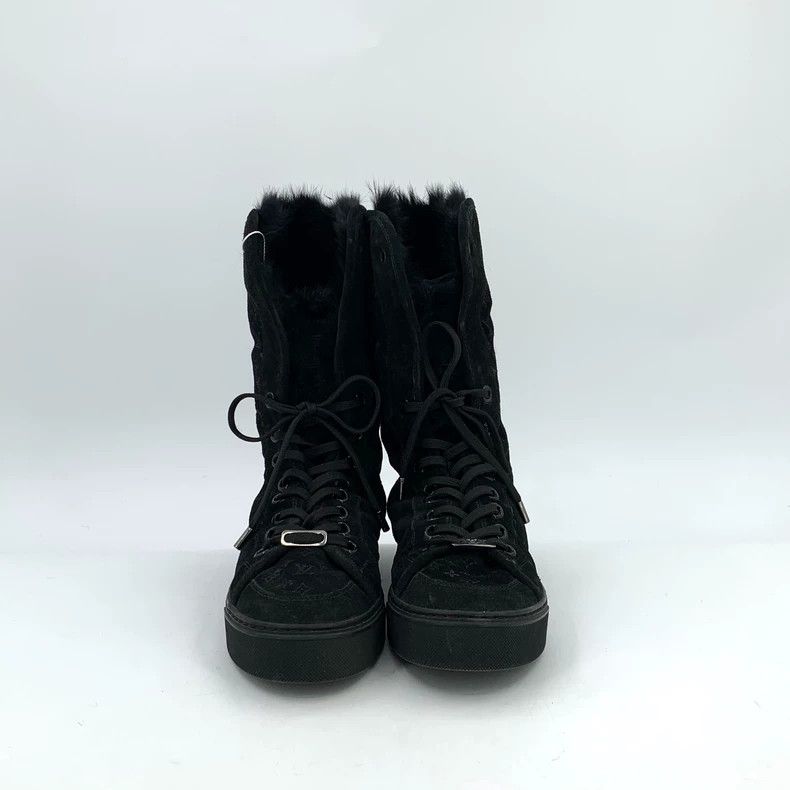 Louis Vuitton Louis Vuitton Black Logo Fur Lined Short Boots - dmc Size US 10 / EU 43 - 3 Thumbnail