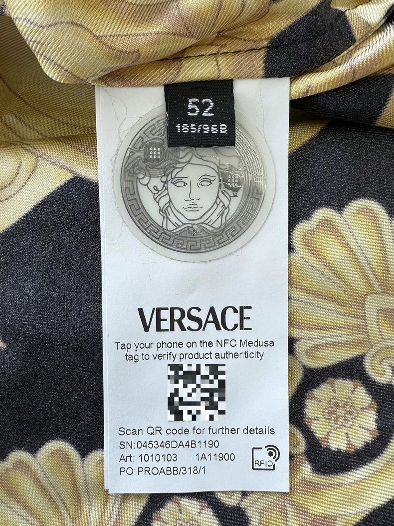 Versace Versace Men's Baroque Silk Short Sleeve Shirt- dmc Size US S / EU 44-46 / 1 - 3 Thumbnail