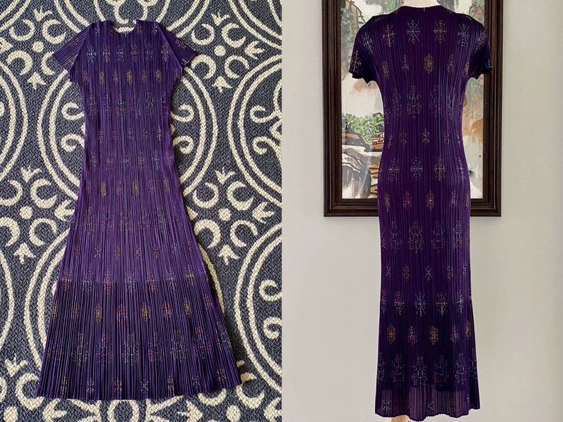 Issey Miyake Issey Miyake Vintage Purple Pleated Dress - dmc Size US 30 / EU 46 - 2 Thumbnail