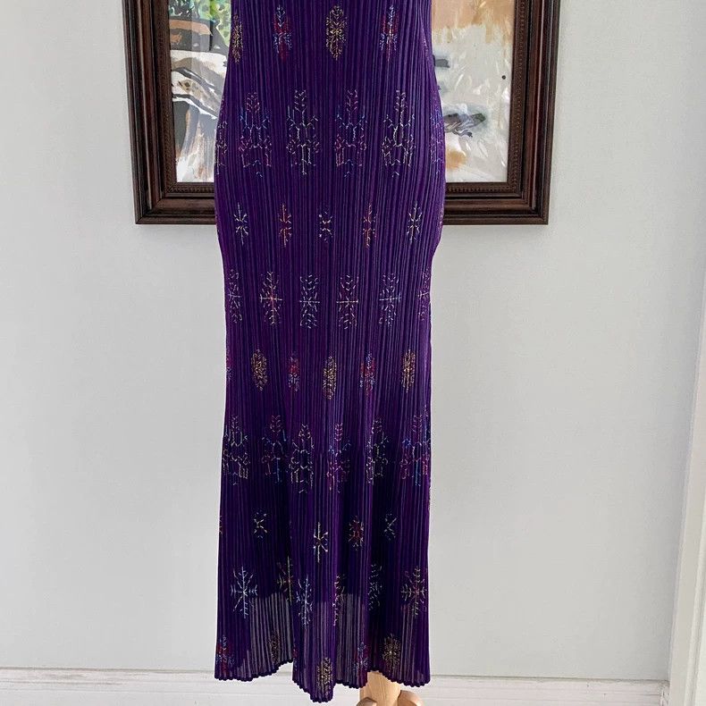 Issey Miyake Issey Miyake Vintage Purple Pleated Dress - dmc Size US 30 / EU 46 - 6 Thumbnail