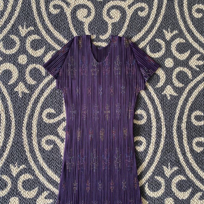Issey Miyake Issey Miyake Vintage Purple Pleated Dress - dmc Size US 30 / EU 46 - 3 Thumbnail