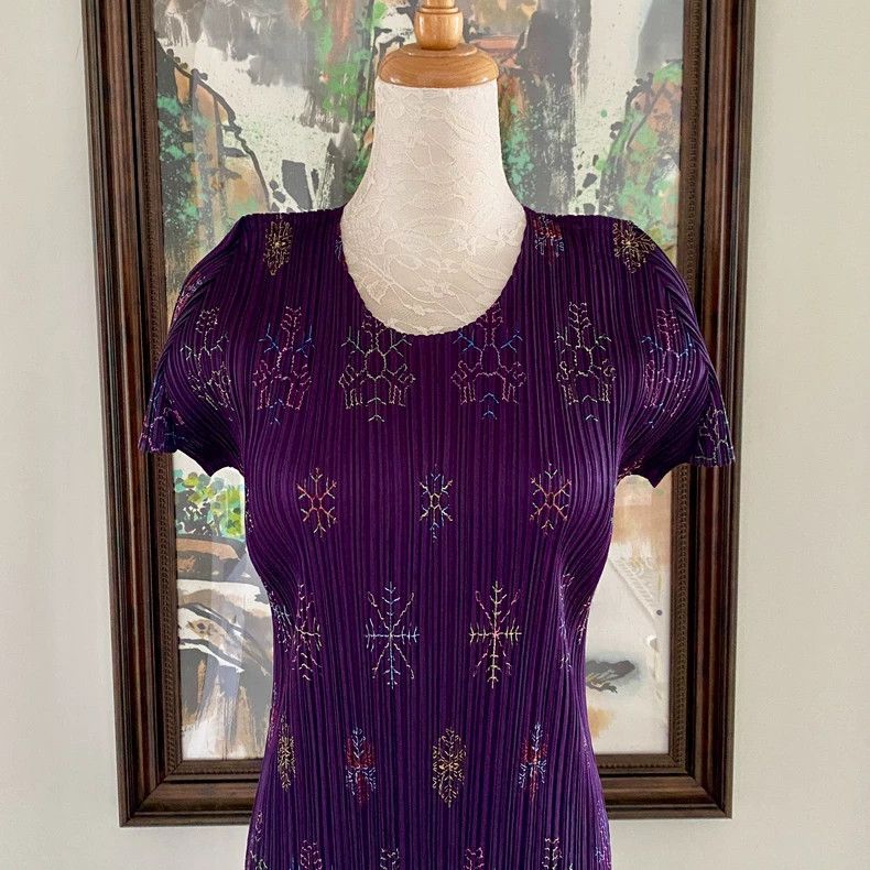 Issey Miyake Issey Miyake Vintage Purple Pleated Dress - dmc Size US 30 / EU 46 - 5 Thumbnail