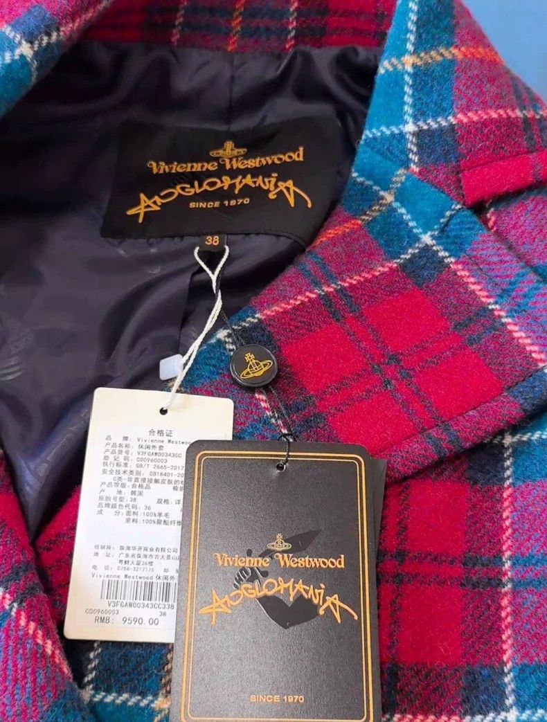 Vivienne Westwood VW Red Blue Plaid Wool Blazer - dmc Size US M / EU 48-50 / 2 - 4 Thumbnail