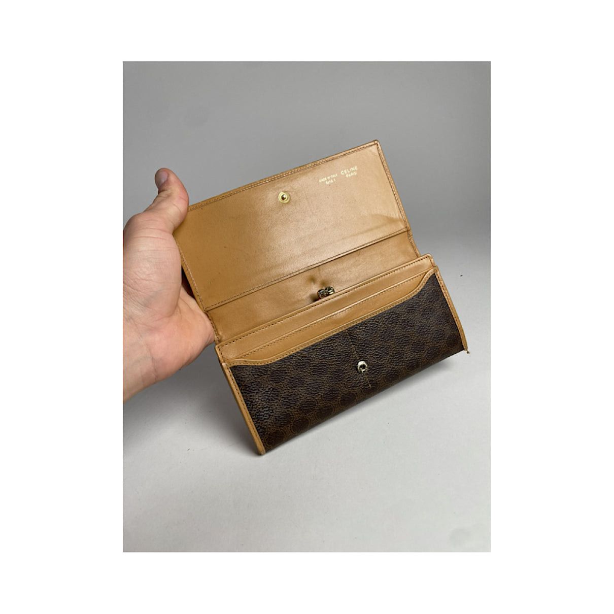 Celine Triomphe Vintage Brown Leather Wallet Size ONE SIZE - 4 Thumbnail