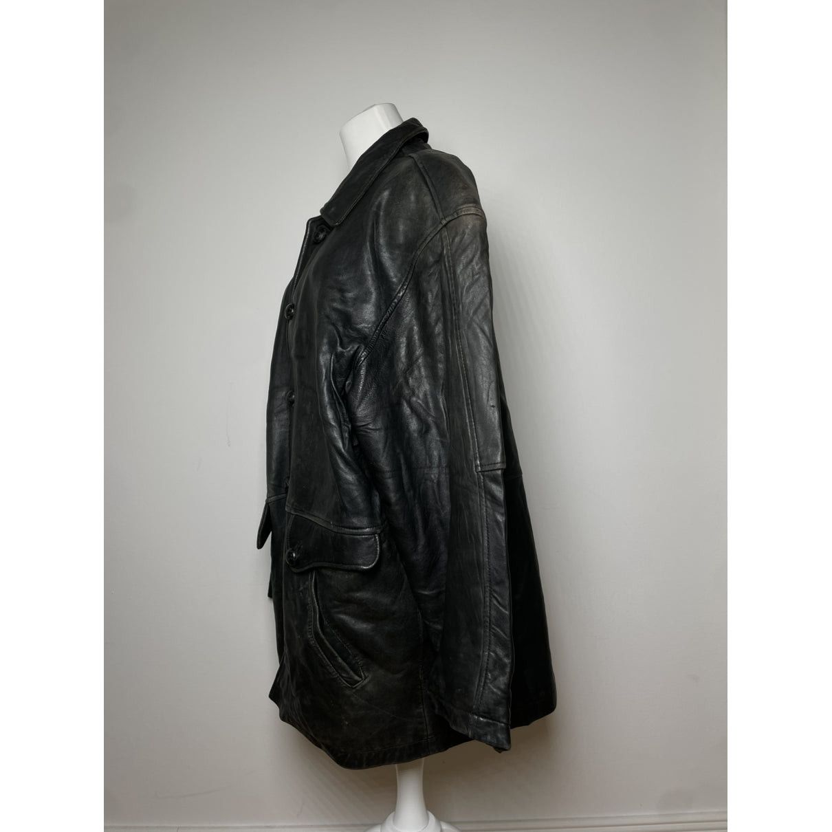 Kansai Yamamoto Black Leather Coat Size L / US 10 / IT 46 - 5 Thumbnail