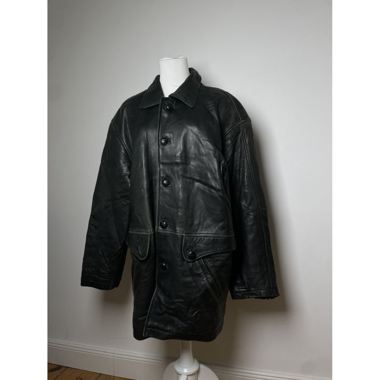 Kansai Yamamoto Black Leather Coat Size L / US 10 / IT 46 - 4 Thumbnail