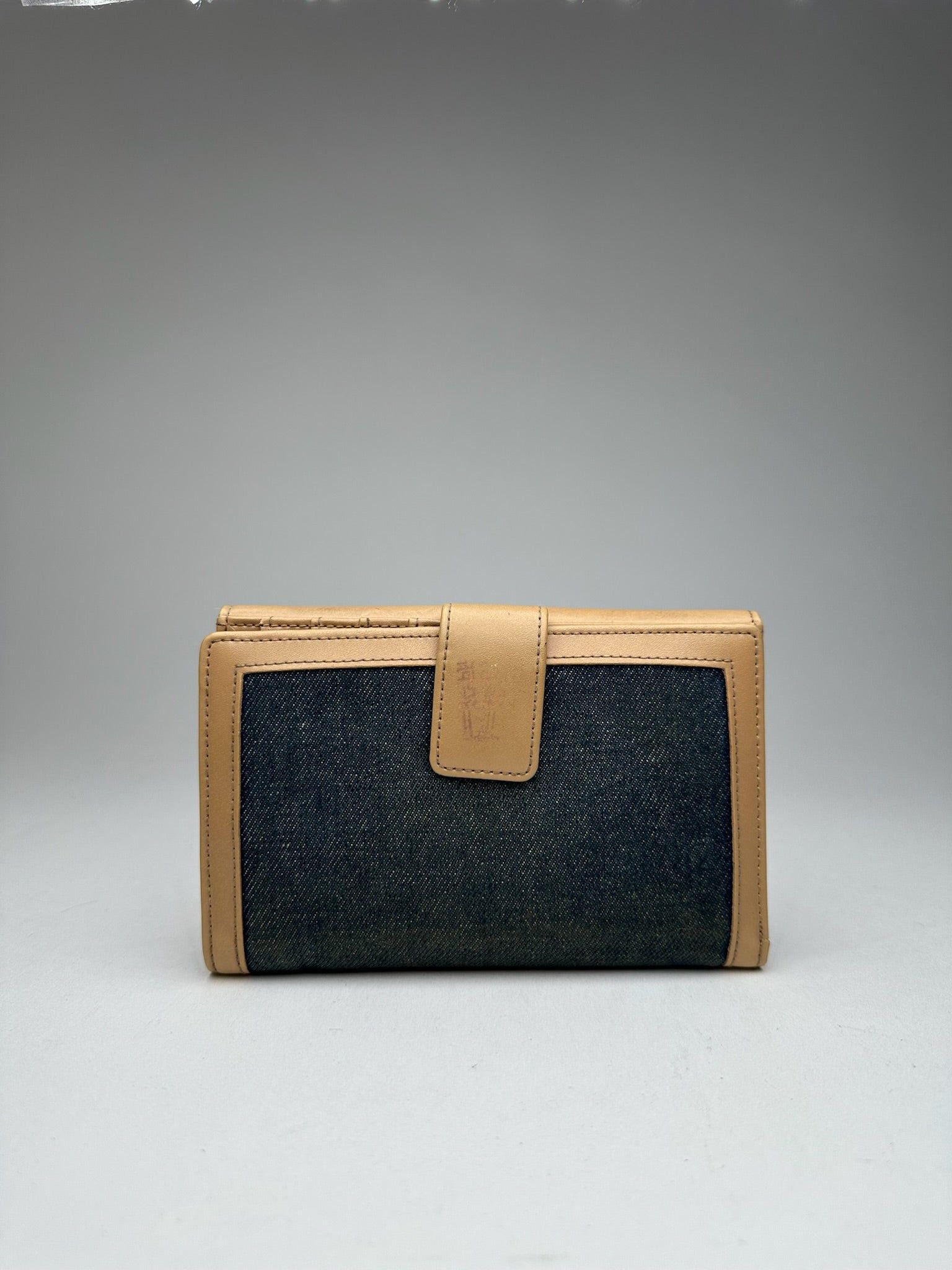 Courreges Vintage Leather Denim Wallet brown navy Size ONE SIZE - 13 Thumbnail
