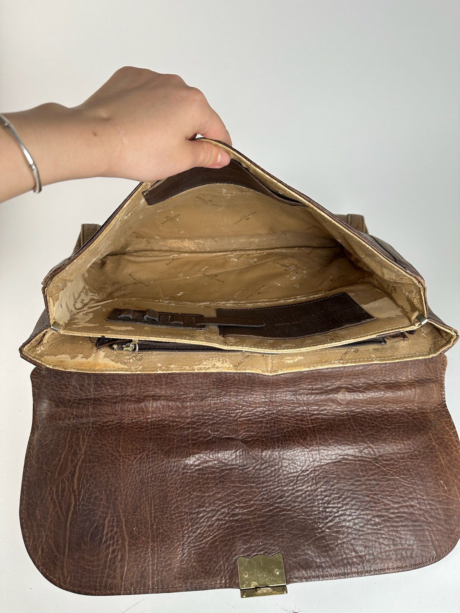 Balenciaga Vintage Leather Briefcase Brown Size ONE SIZE - 3 Thumbnail