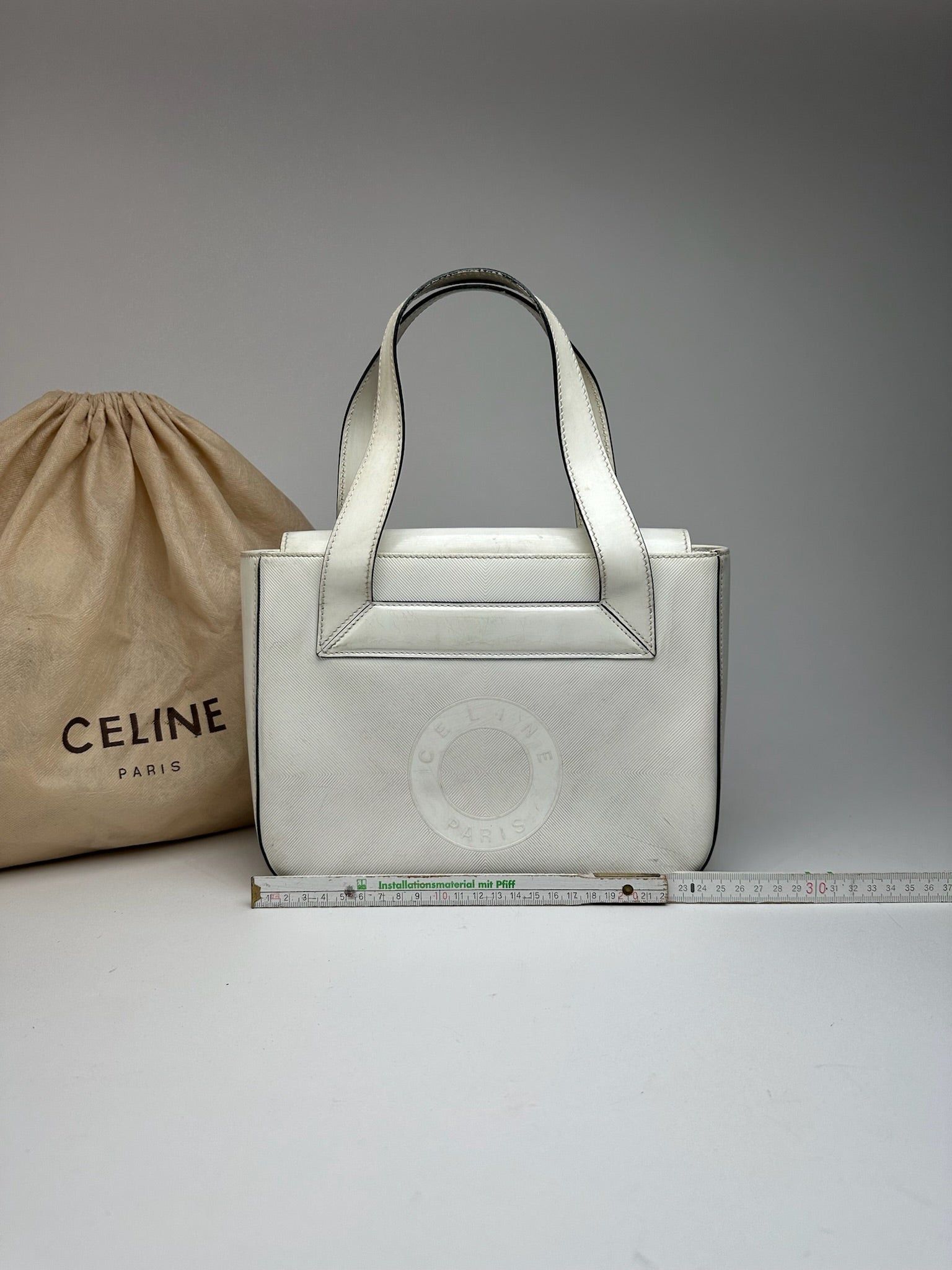 Celine Vintage Paris Leather cotton Handbag white Size ONE SIZE - 2 Thumbnail