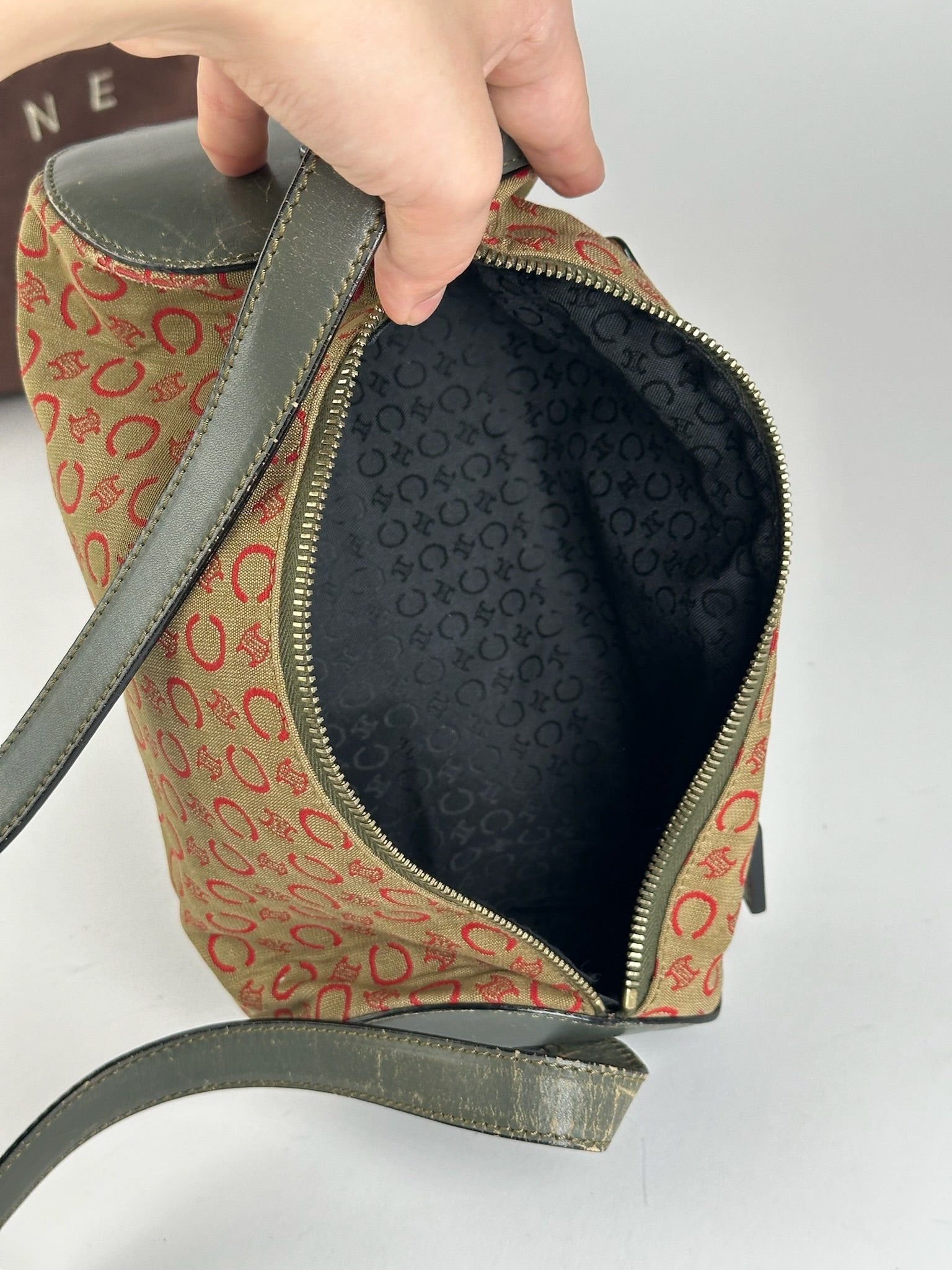 Celine Vintage Paris Macadam bag khaki Red Size ONE SIZE - 9 Thumbnail