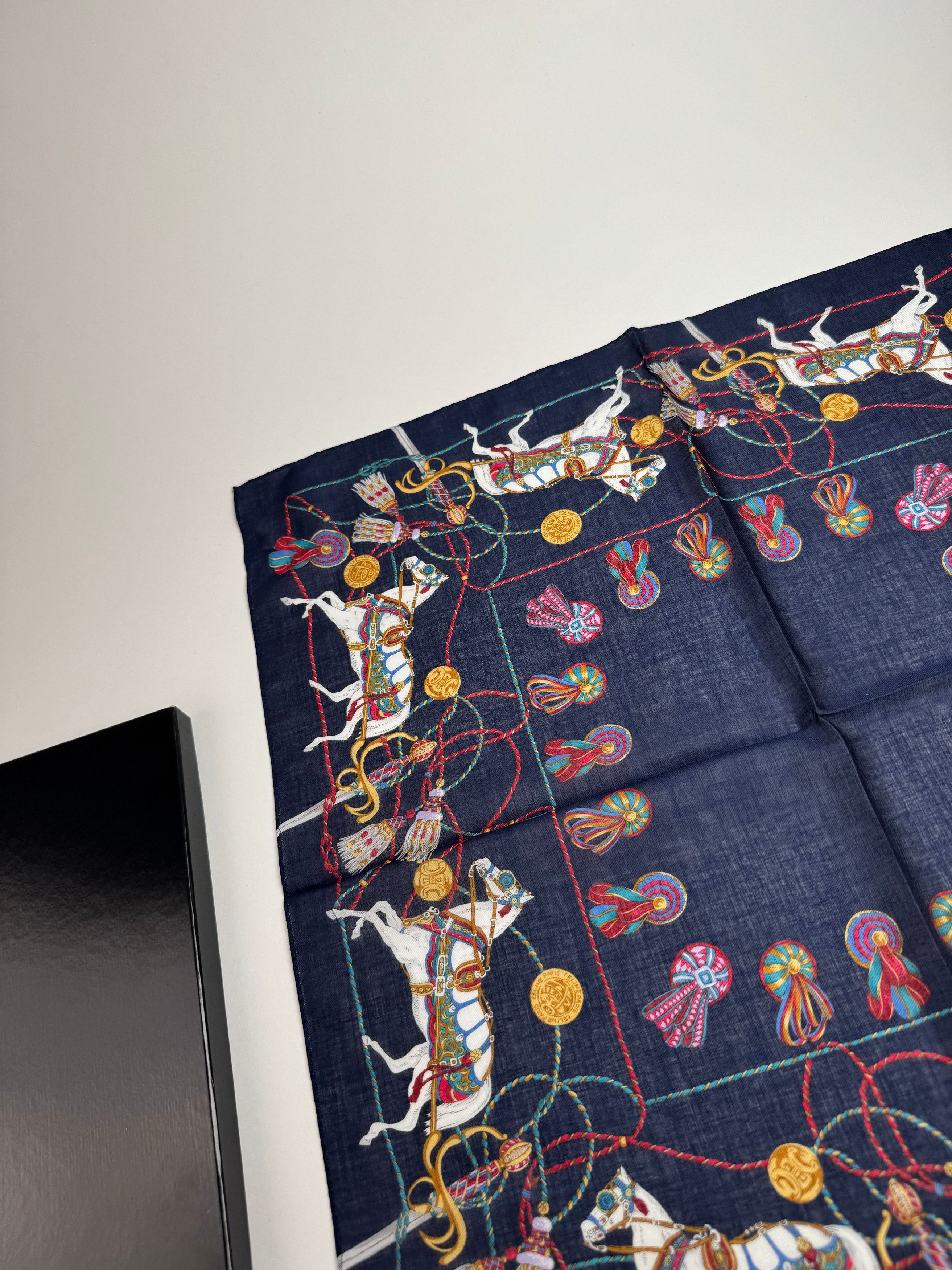 Celine Vintage Silk Scarf Navy new Size ONE SIZE - 6 Thumbnail