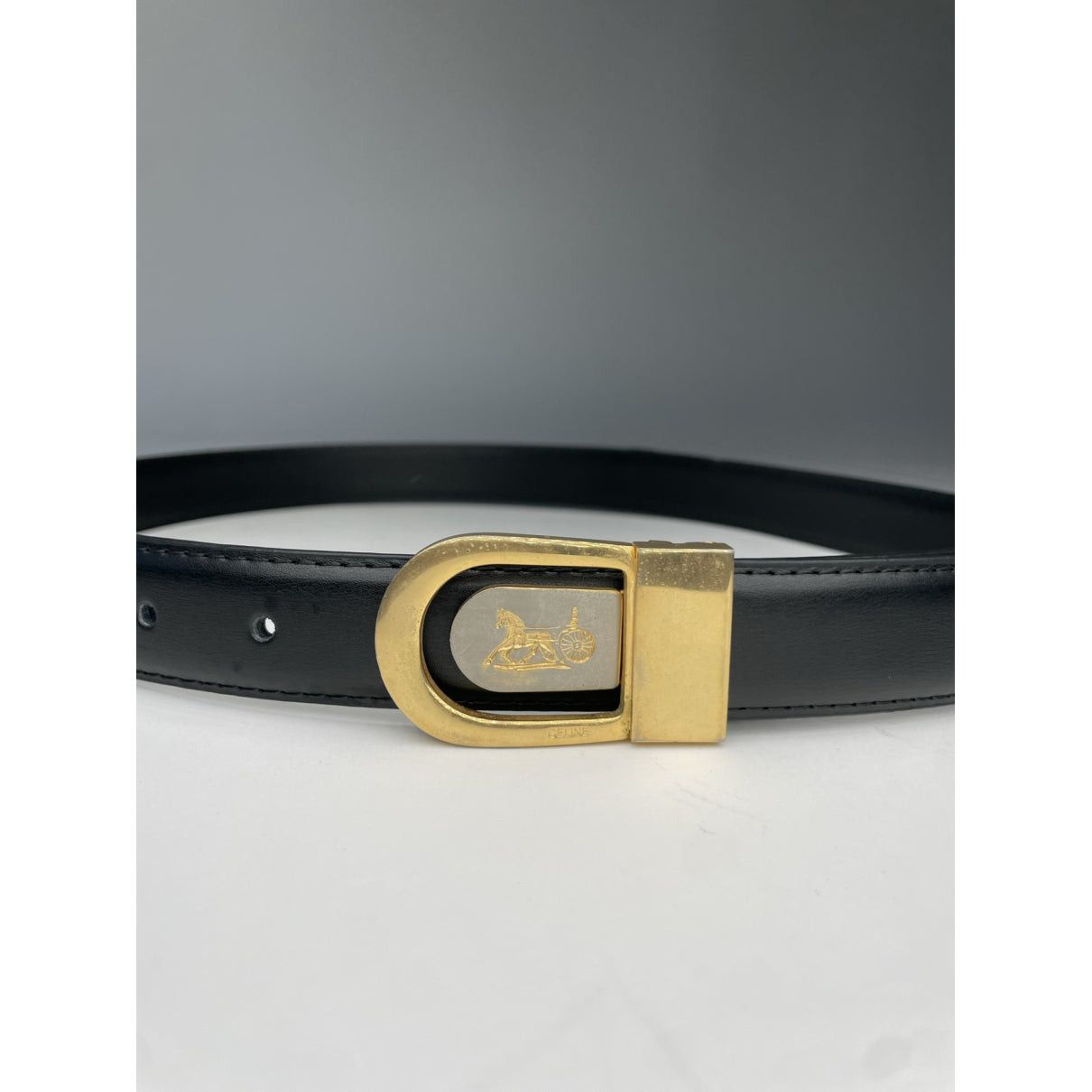 Celine Triomphe Black Leather Belt Size ONE SIZE - 2 Thumbnail