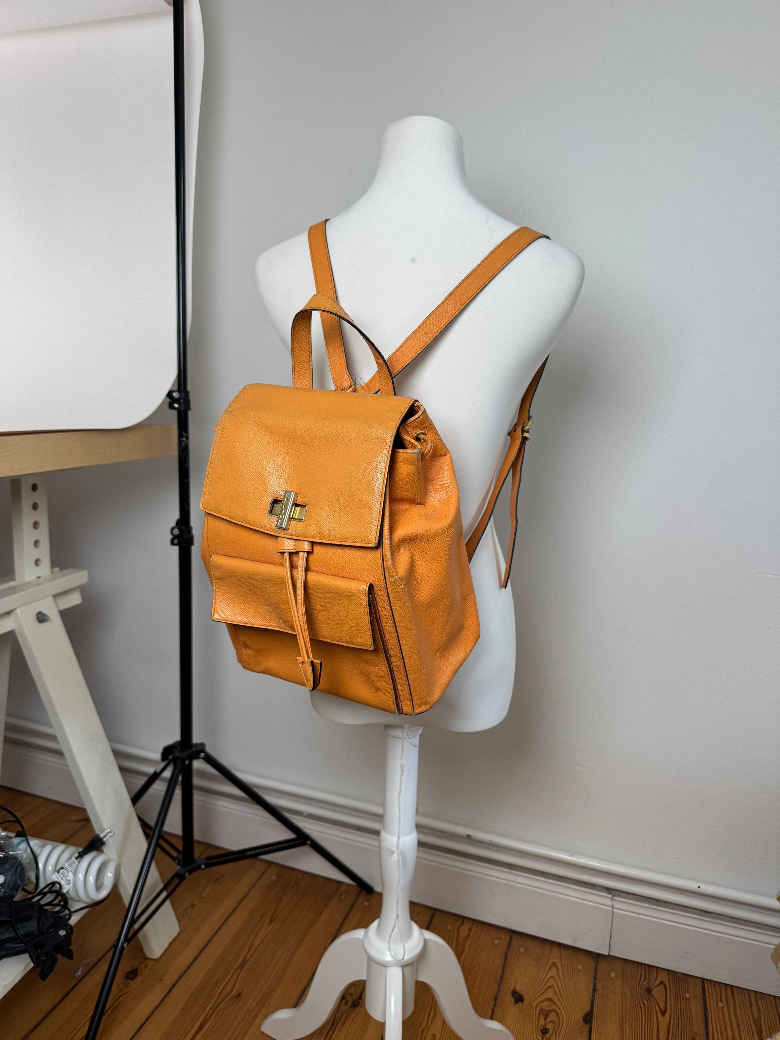 Celine Vintage Paris Leather backpack Orange Size ONE SIZE - 11 Thumbnail