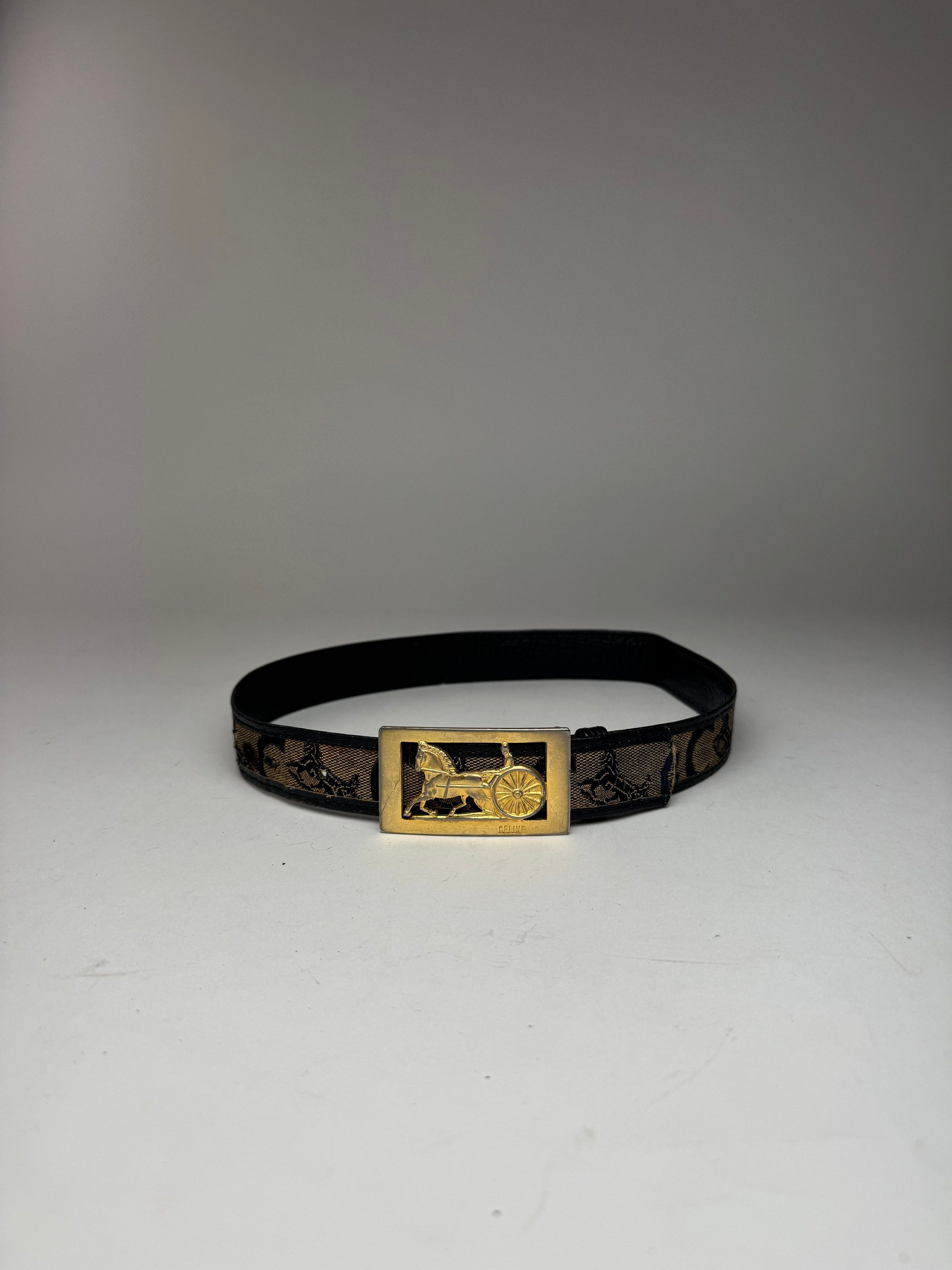 Celine Vintage Macadam Leather belt grey black Size ONE SIZE - 2 Thumbnail