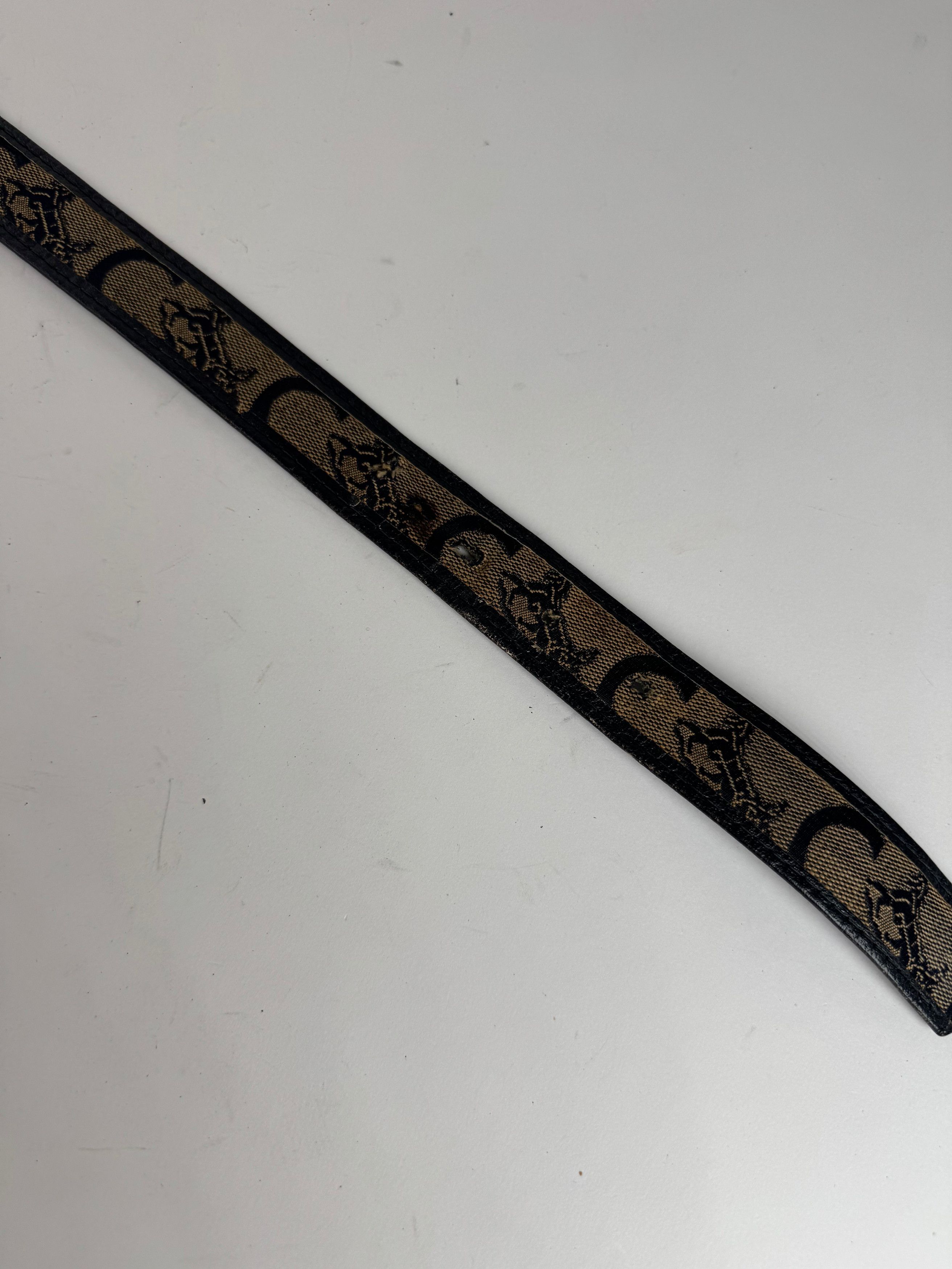 Celine Vintage Macadam Leather belt grey black Size ONE SIZE - 8 Thumbnail