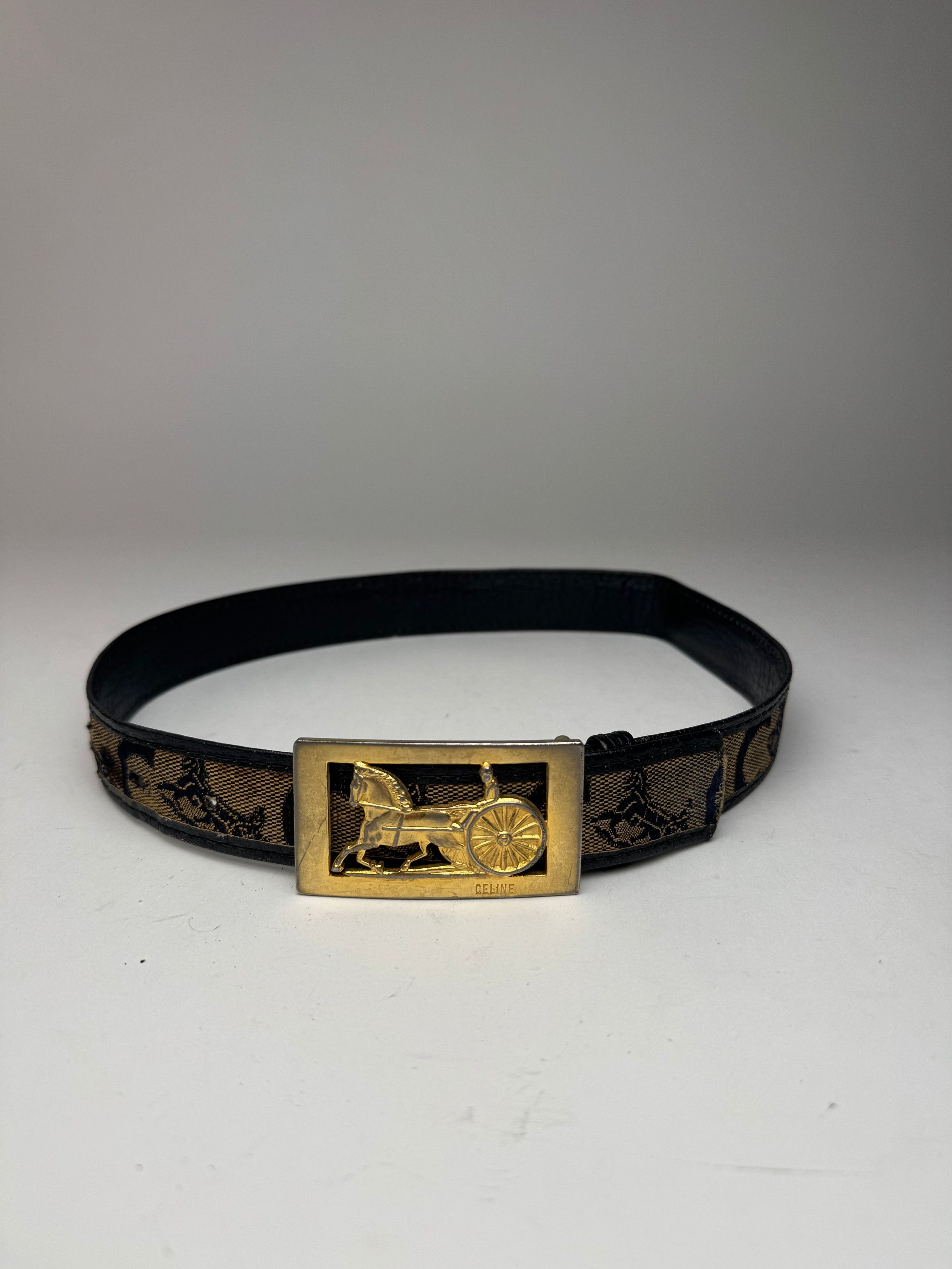 Celine Vintage Macadam Leather belt grey black Size ONE SIZE - 10 Thumbnail