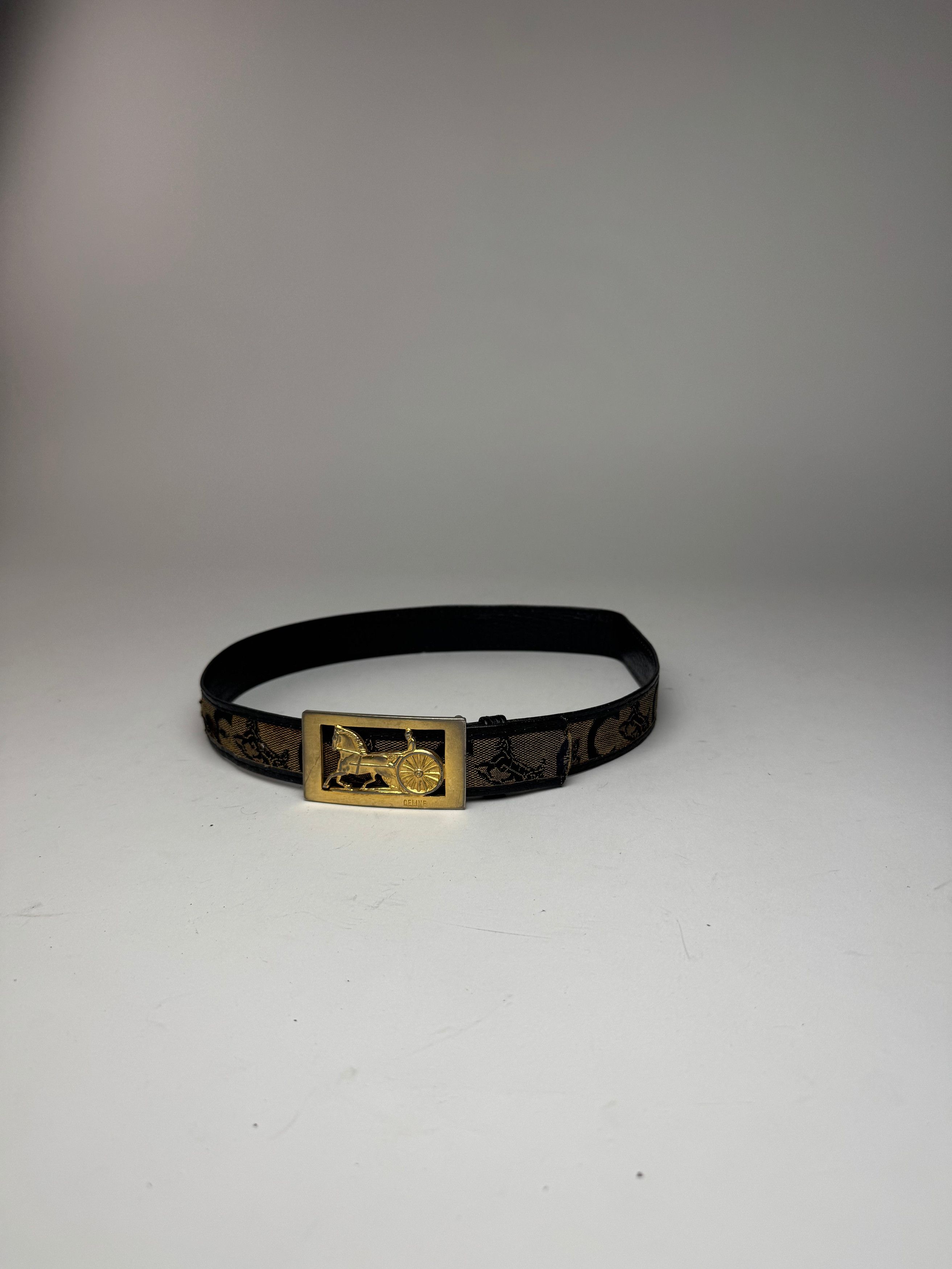 Celine Vintage Macadam Leather belt grey black Size ONE SIZE - 5 Thumbnail