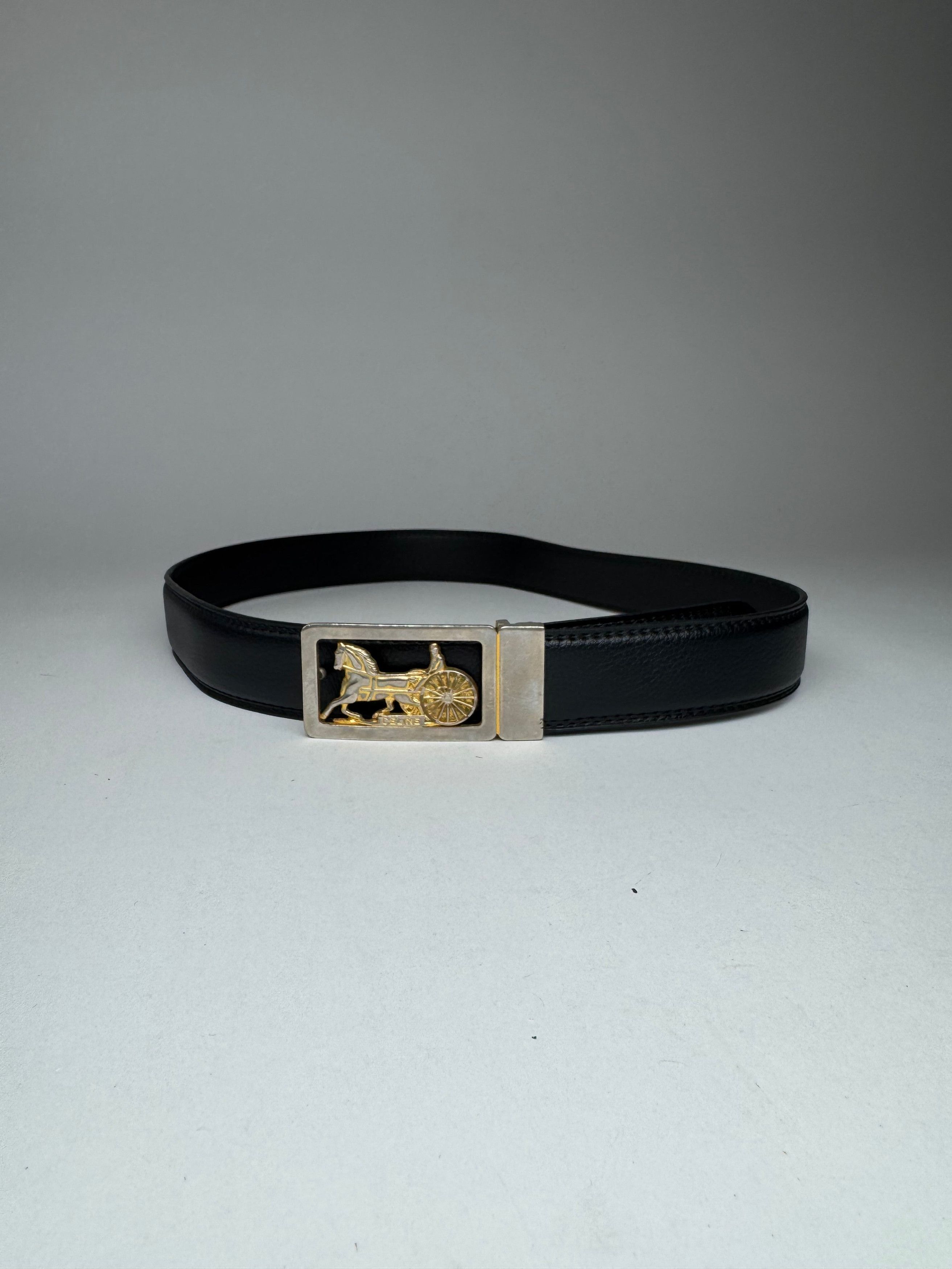 Celine Vintage Paris Leather belt black Size ONE SIZE - 5 Thumbnail
