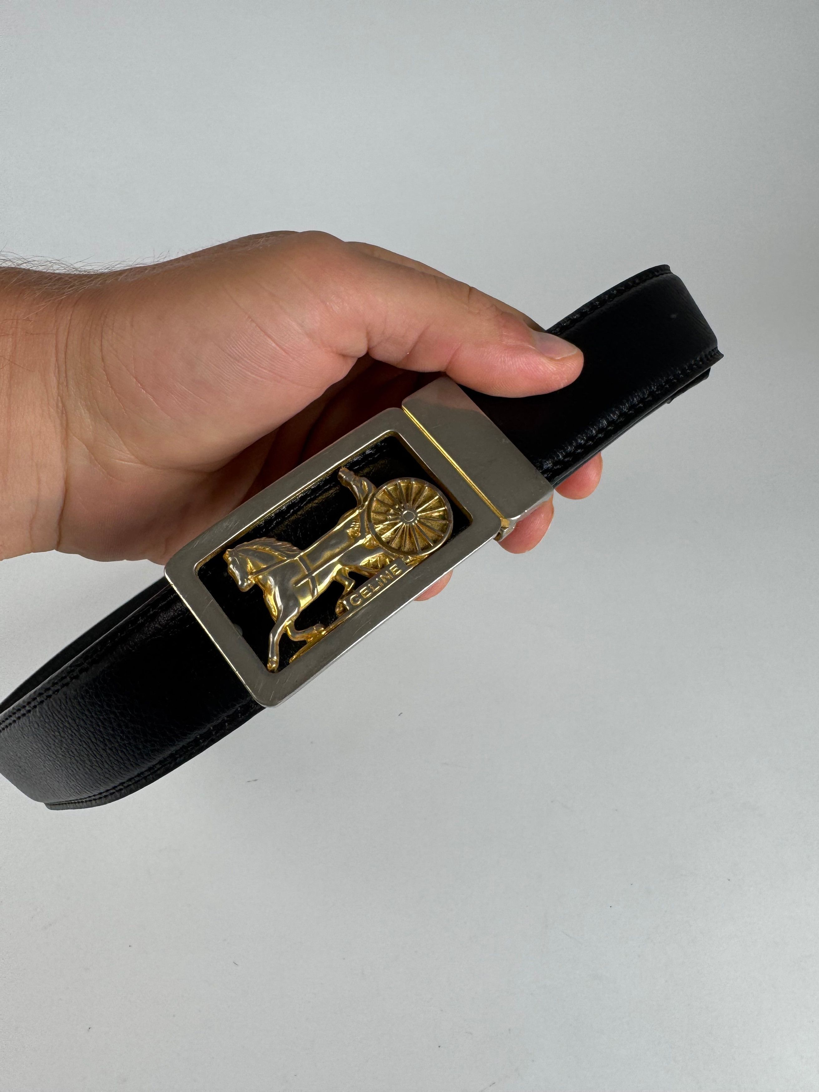 Celine Vintage Paris Leather belt black Size ONE SIZE - 8 Thumbnail