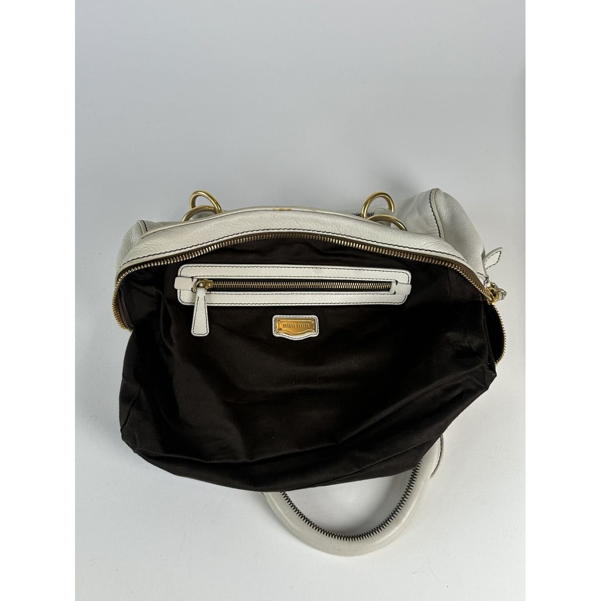 Miu Miu White Leather Handbag Size ONE SIZE - 3 Thumbnail