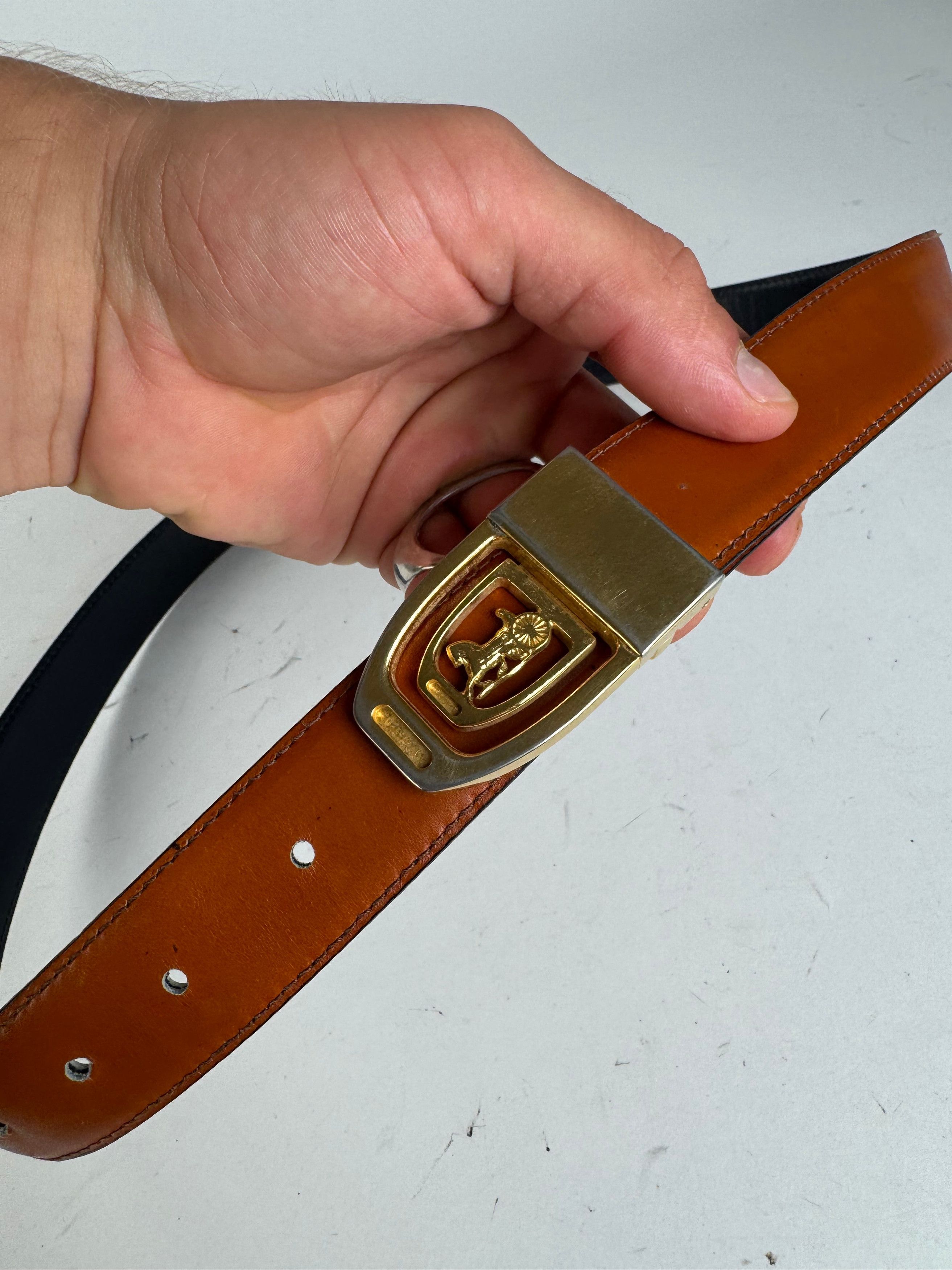 Celine Vintage Paris Leather Belt red Size ONE SIZE - 3 Thumbnail