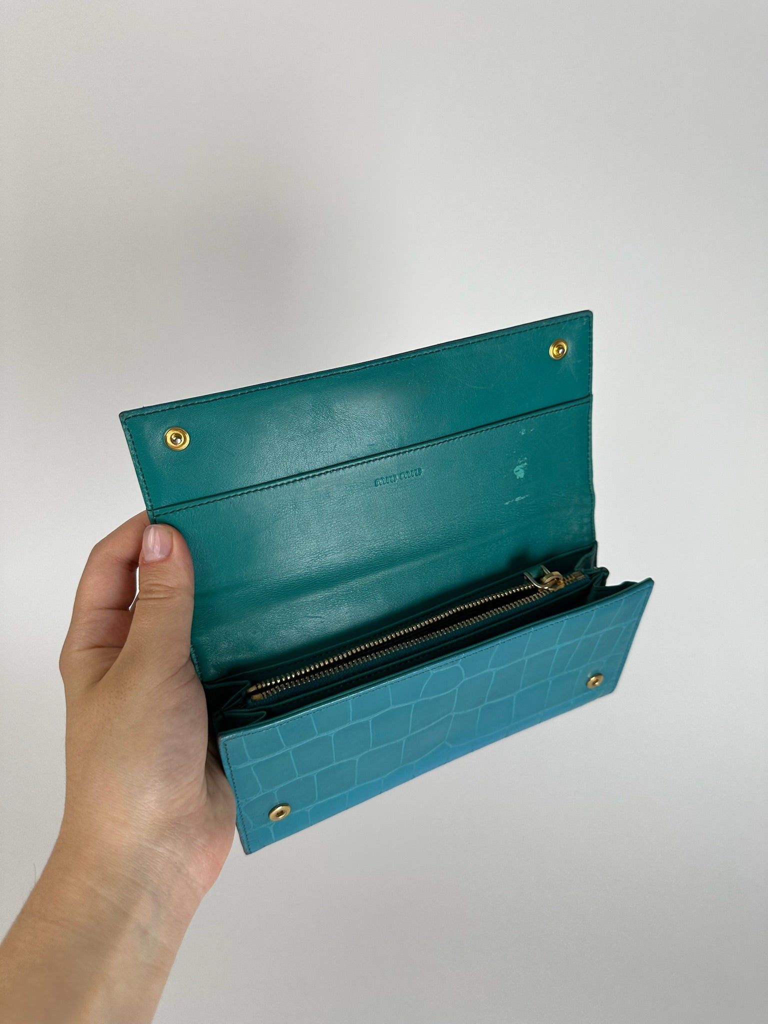 Miu Miu Vintage Leather Wallet Blue Size ONE SIZE - 7 Thumbnail