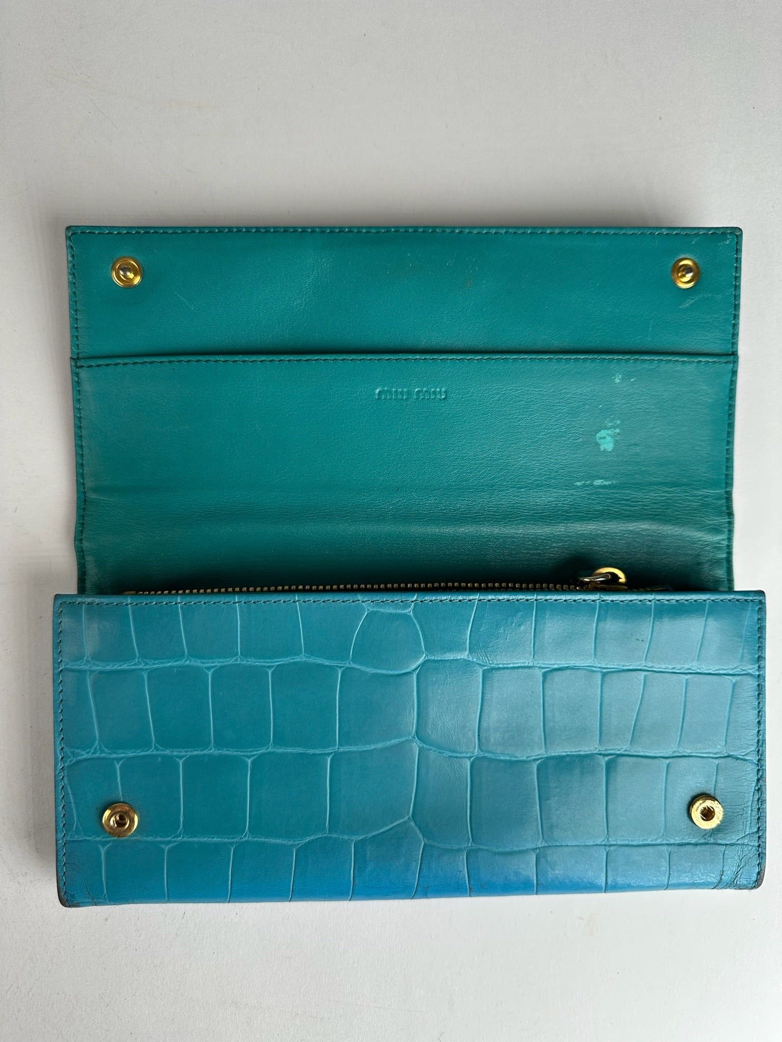Miu Miu Vintage Leather Wallet Blue Size ONE SIZE - 6 Thumbnail